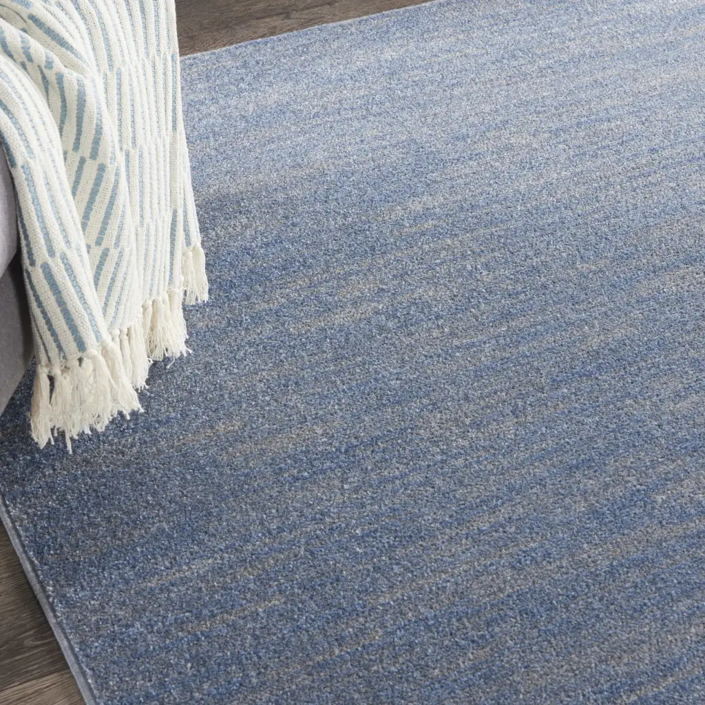 5' X 5' Blue And Grey Square Striped Non Skid Indoor Outdoor Area Rug - Image 5
