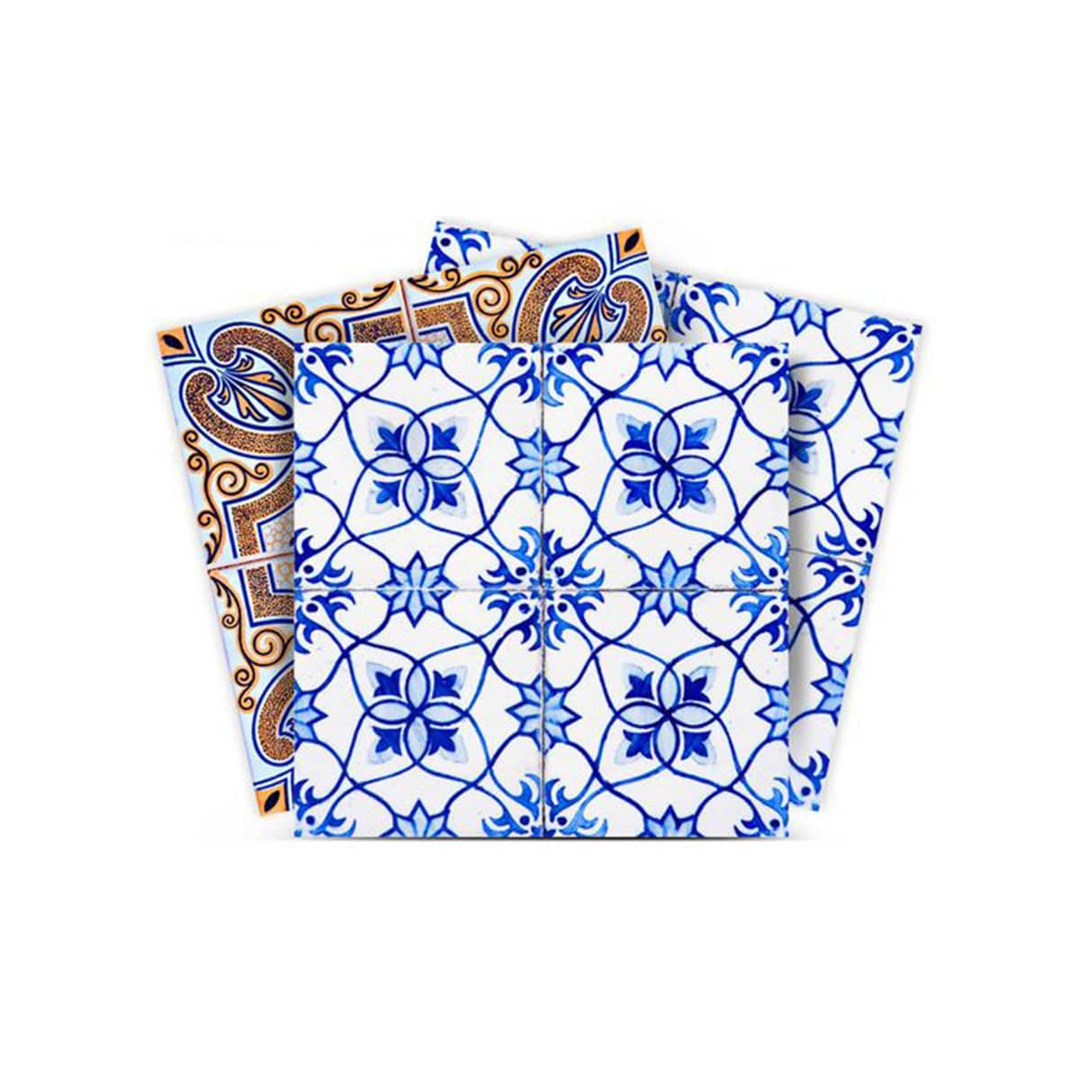 5" X 5" Blue and Muted Taupe Peel And Stick Tiles