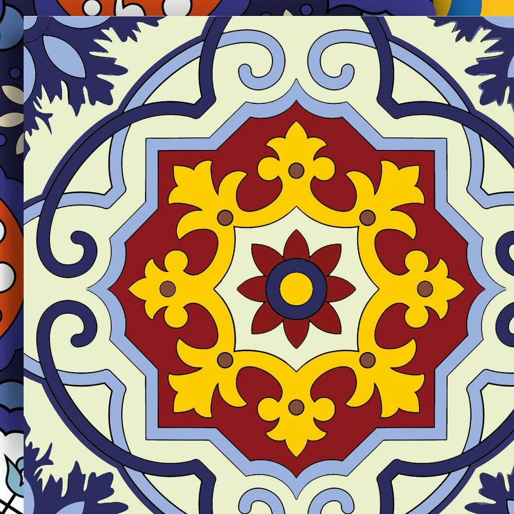 5" X 5" Blue And Yellow Mosaic Peel And Stick Removable Tiles - Image 3