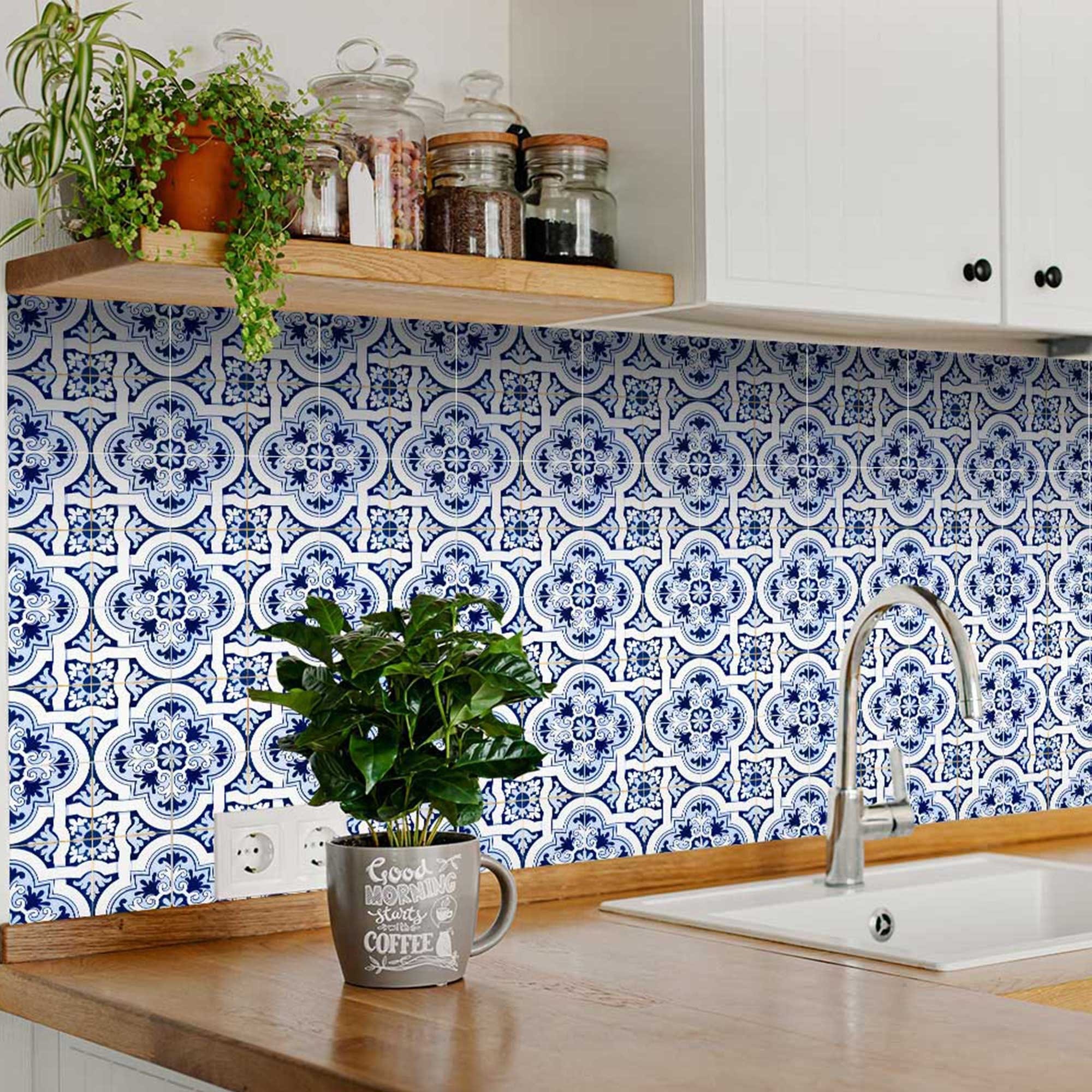 5" X 5" Blue Mia Gia Peel And Stick Removable Tiles - Image 5