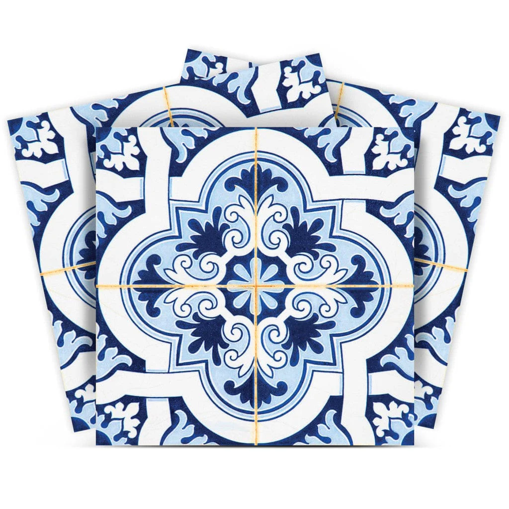 5" X 5" Blue Mia Peel And Stick Removable Tiles