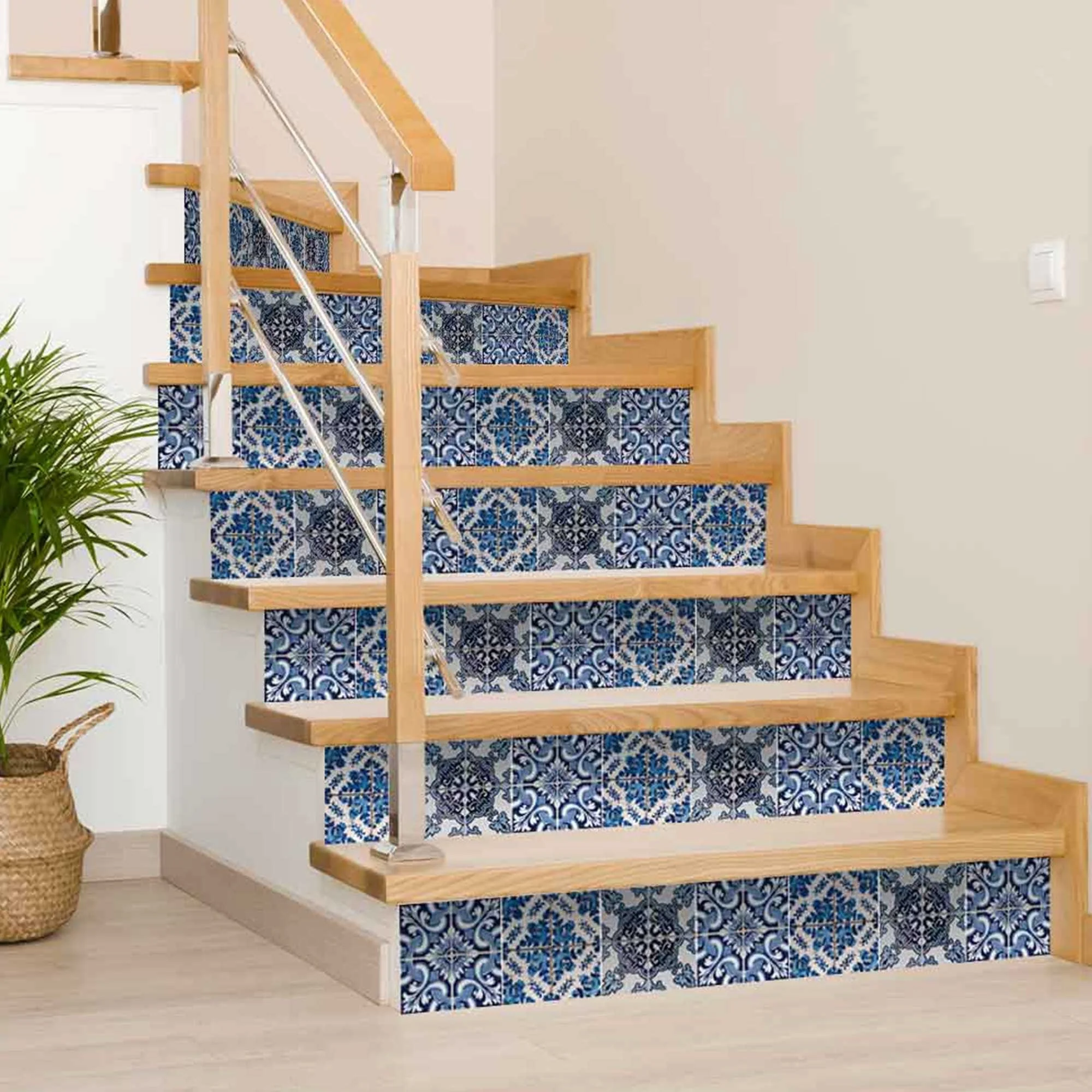 5" X 5" Blue Multi Mosaic Peel and Stick Tiles - Image 4