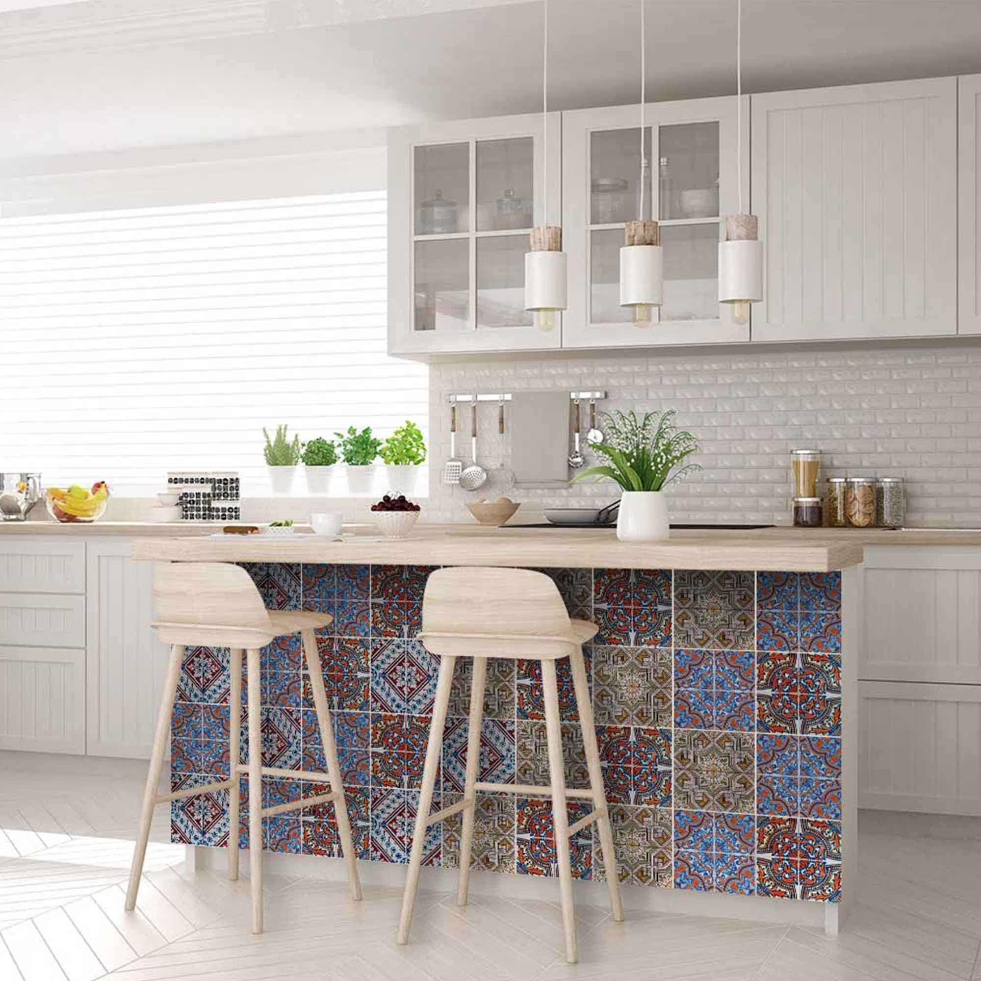 5" X 5" Blue Warm Tones Mosaic Peel and Stick Tiles - Image 9