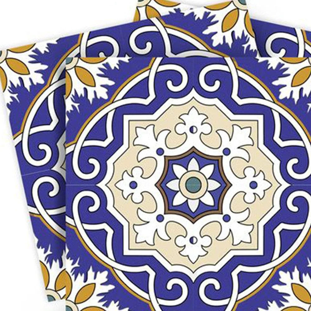 5" X 5" Blue White and Gold Mosaic Removable Tiles - Image 3