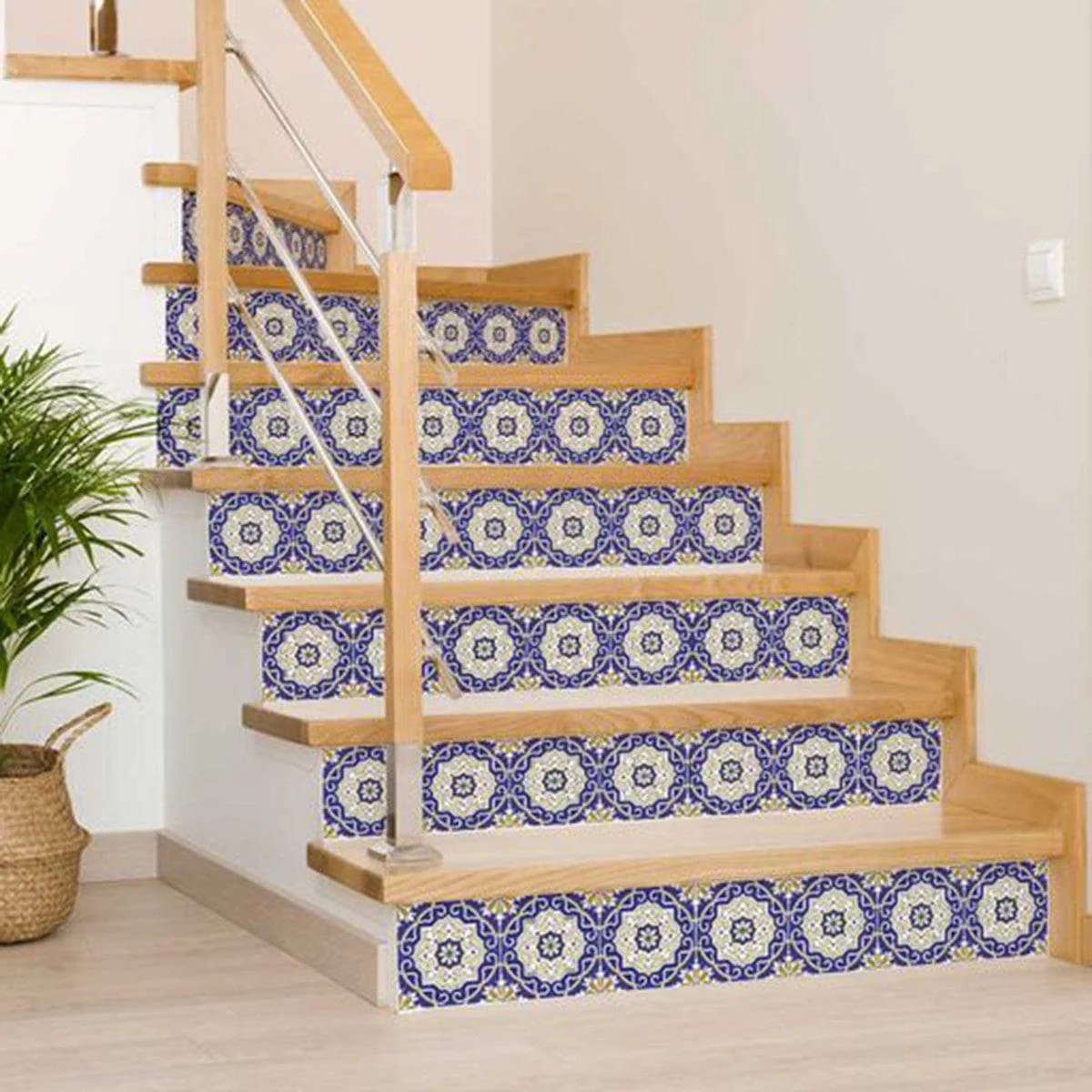 5" X 5" Blue White and Gold Mosaic Removable Tiles - Image 4