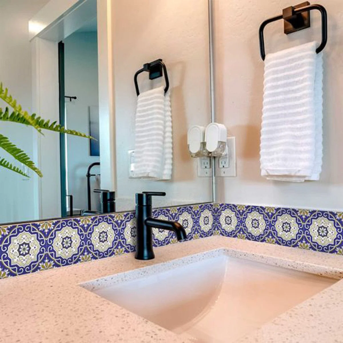 5" X 5" Blue White and Gold Mosaic Removable Tiles - Image 5