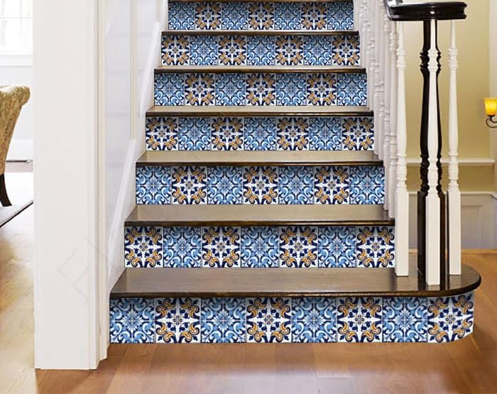5" X 5" Blue White Golden Peel and Stick Tiles - Image 2