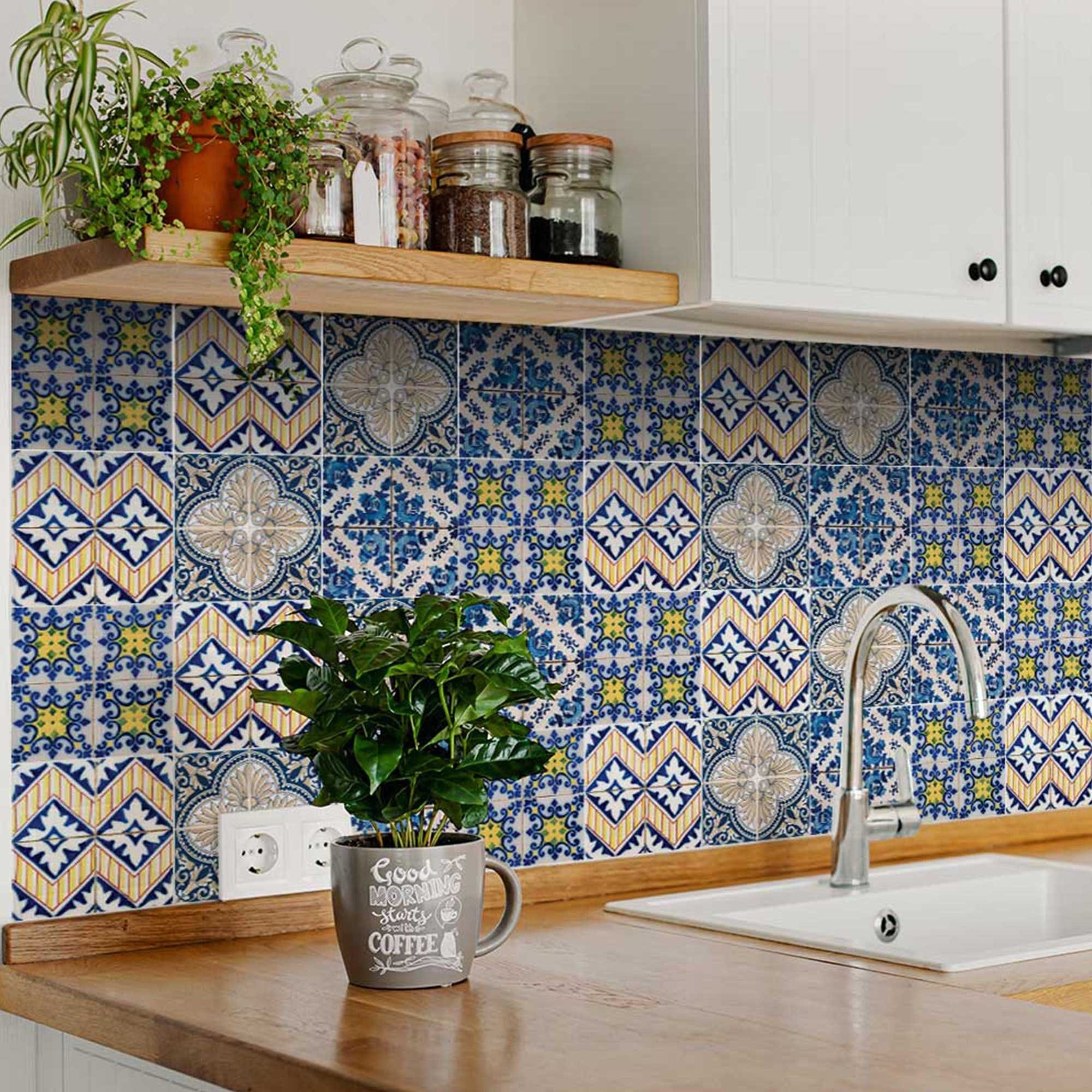 5" X 5" Blue Yellow Julia Peel and Stick Tiles - Image 6