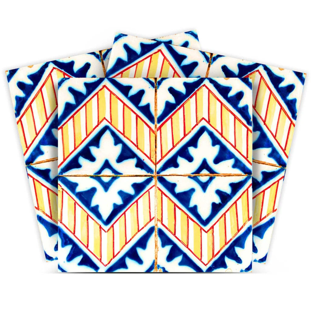 5" X 5" Blue Yellow Zig Peel and Stick Tiles - Image 3