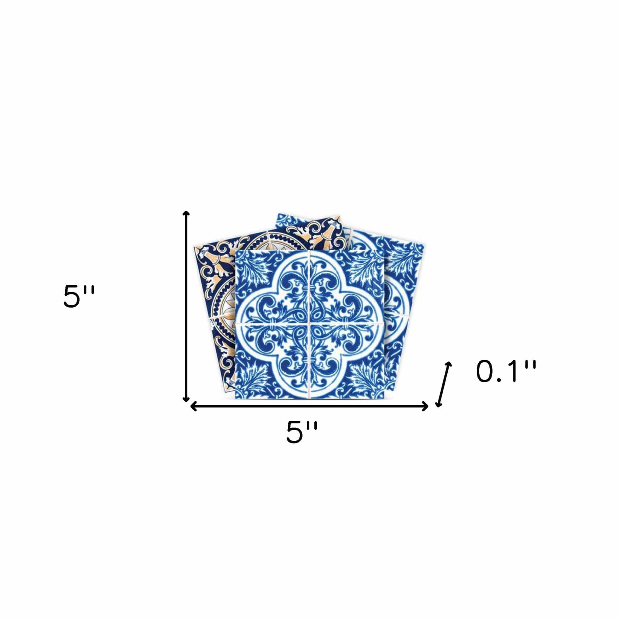 5" X 5" Blues and Crema Peel And Stick Removable Tiles - Image 8