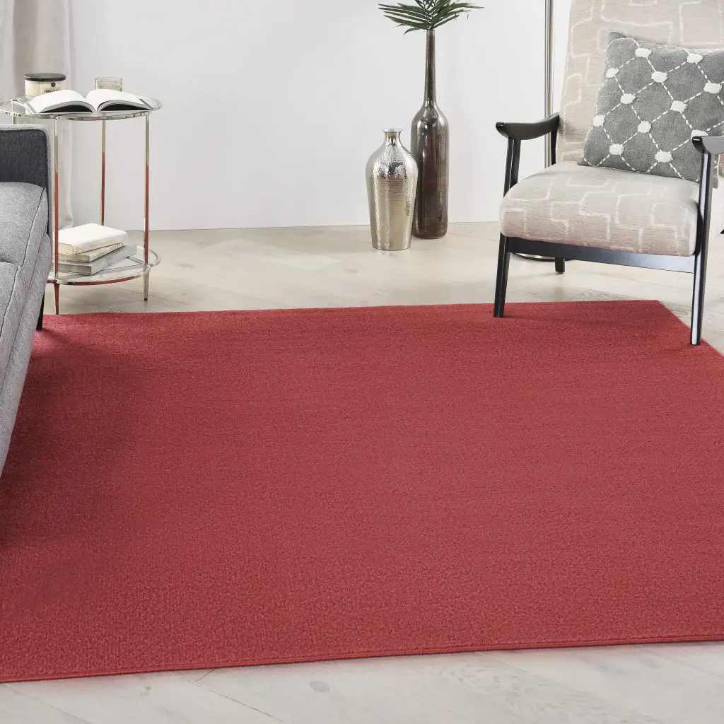 5' X 5' Brick Red Square Non Skid Indoor Outdoor Area Rug - Image 6