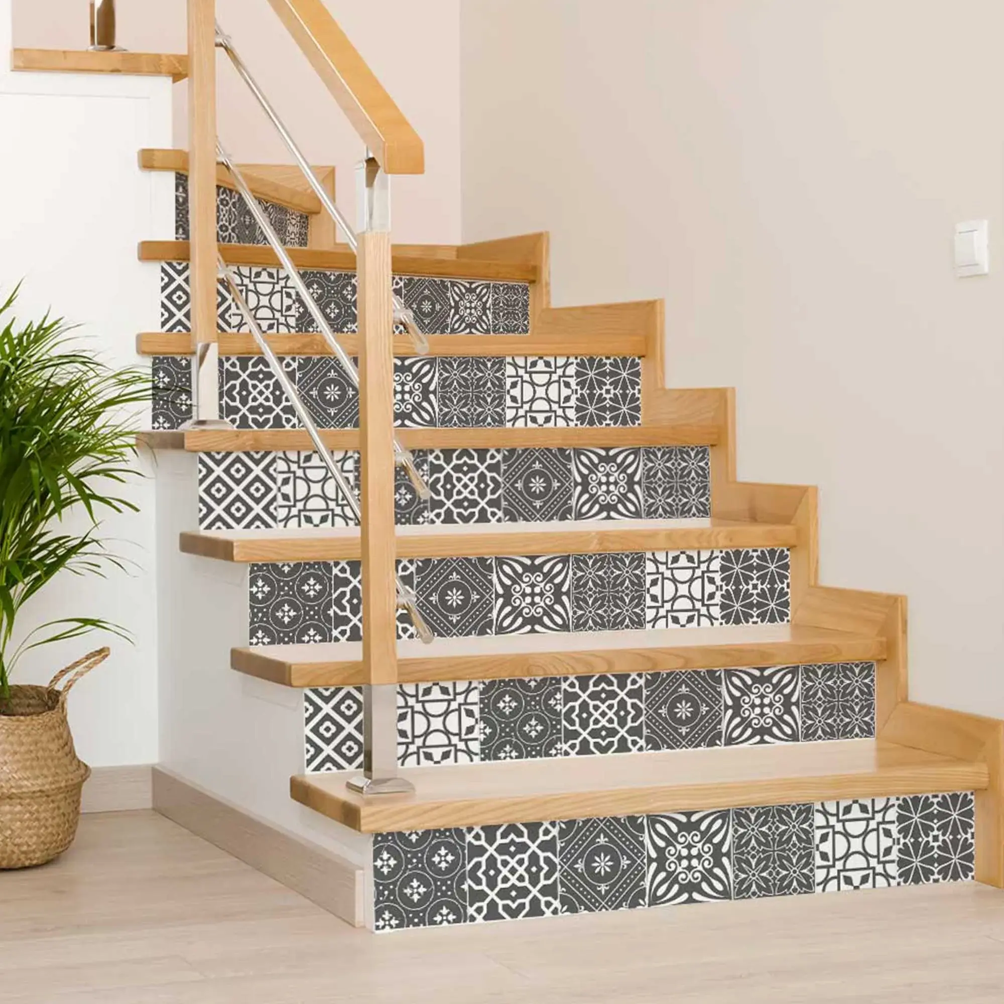 5" X 5" Gray And White Mosaic Peel And Stick Removable Tiles - Image 6