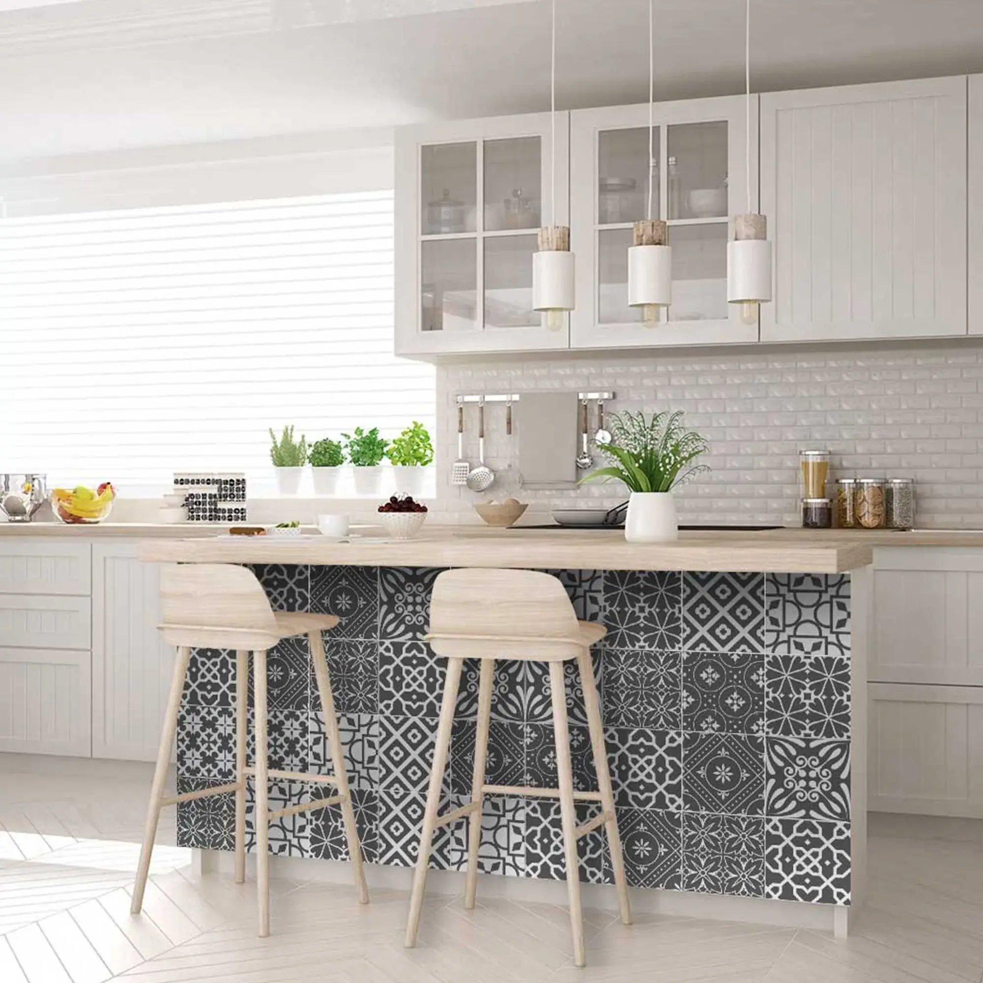 5" X 5" Gray And White Mosaic Peel And Stick Removable Tiles - Image 9