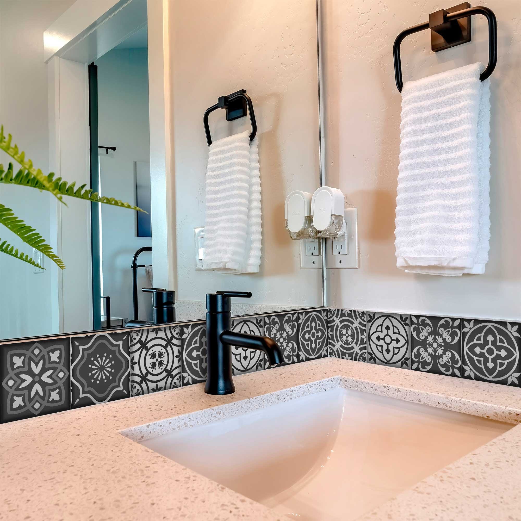 5" X 5" Gray and White Multi  Peel and Stick Removable Tiles - Image 7