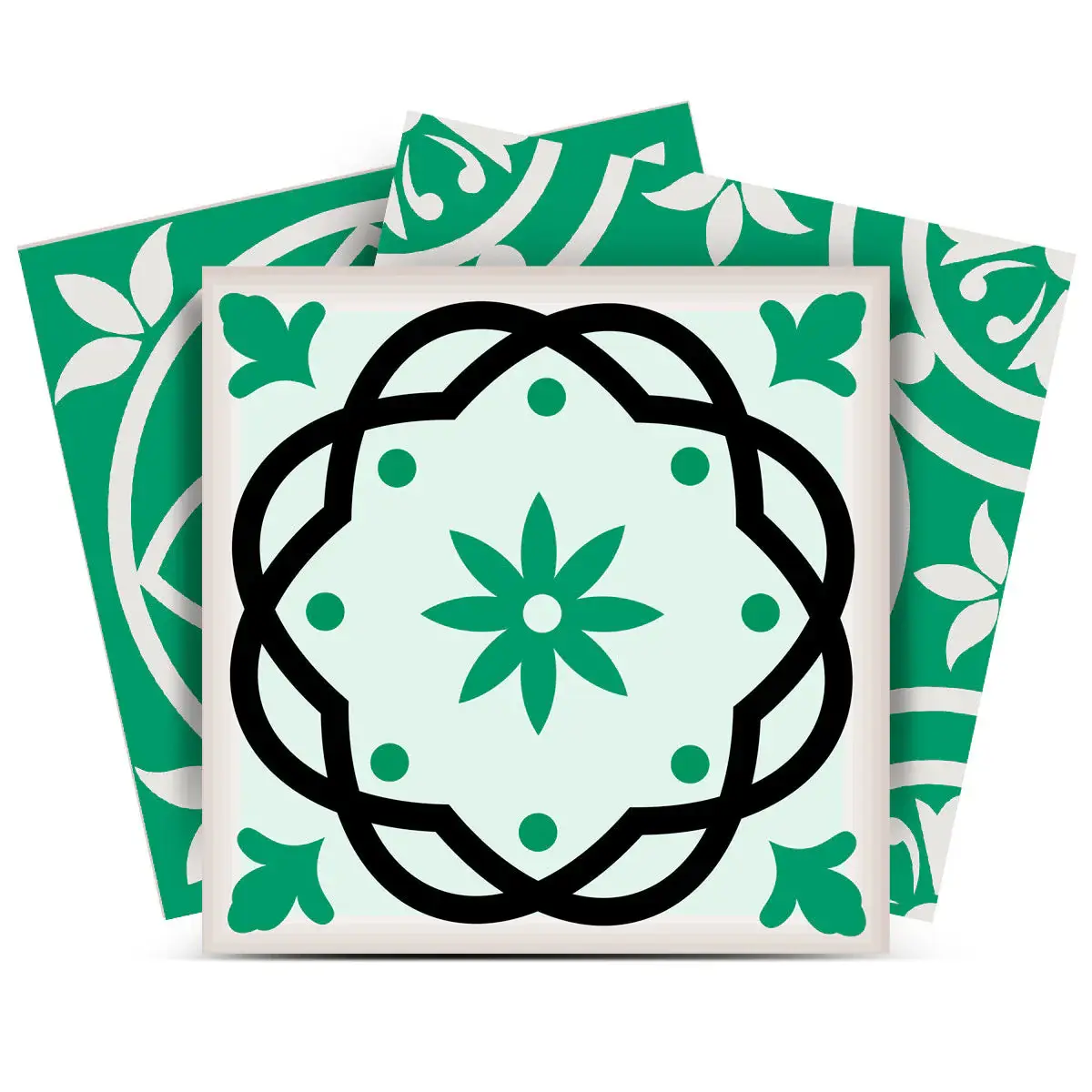 5" X 5" Green And White Mosaic Peel And Stick Removable Tiles - Image 4