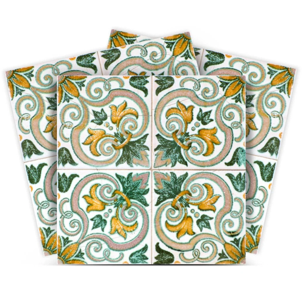 5" X 5" Green Yellow Melo Peel and Stick Tiles