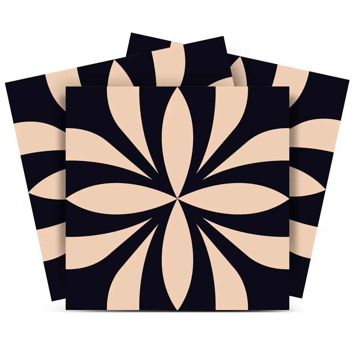 5" X 5" Intertwined Black And Cream Peel And Stick Removable Tiles