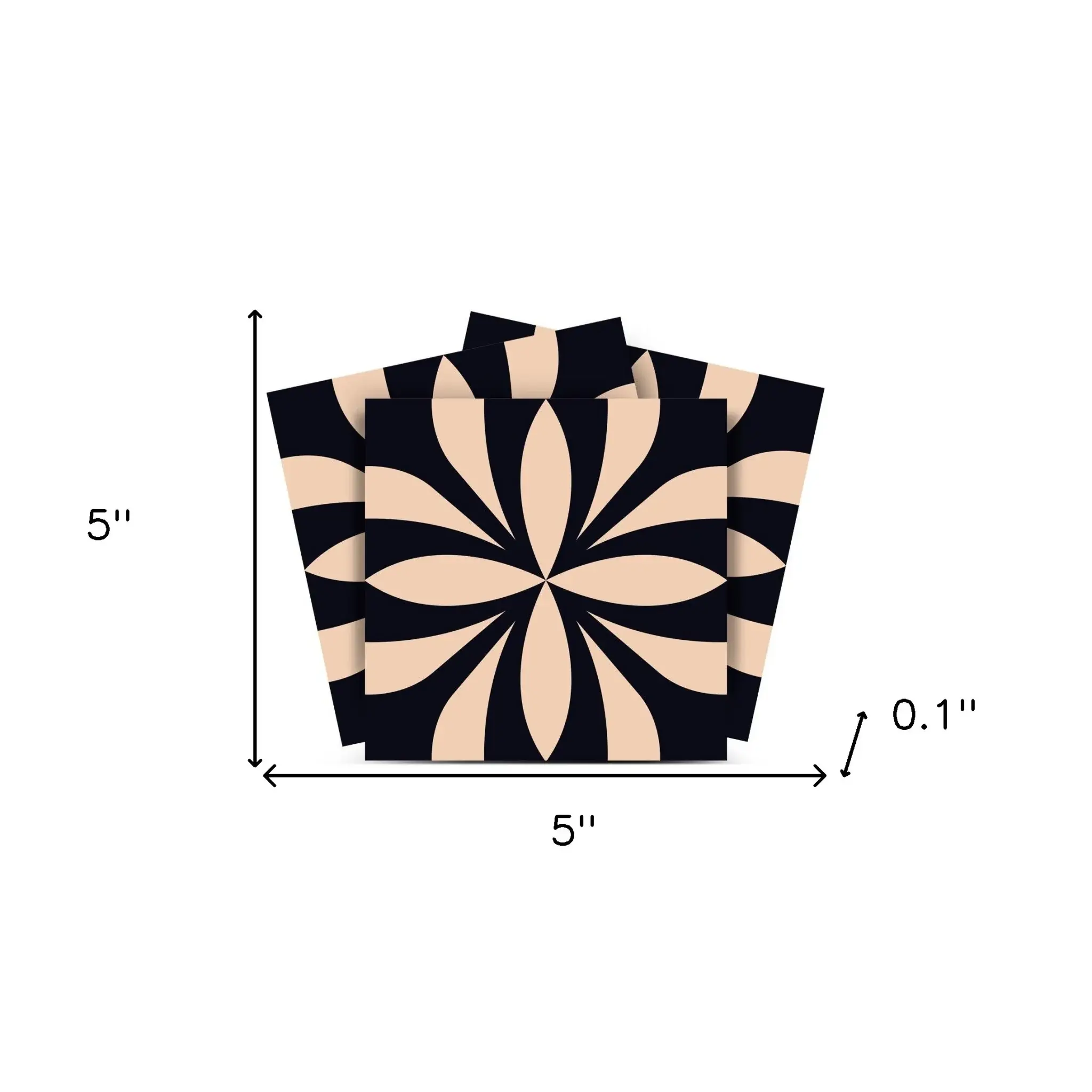 5" X 5" Intertwined Black And Cream Peel And Stick Removable Tiles - Image 9