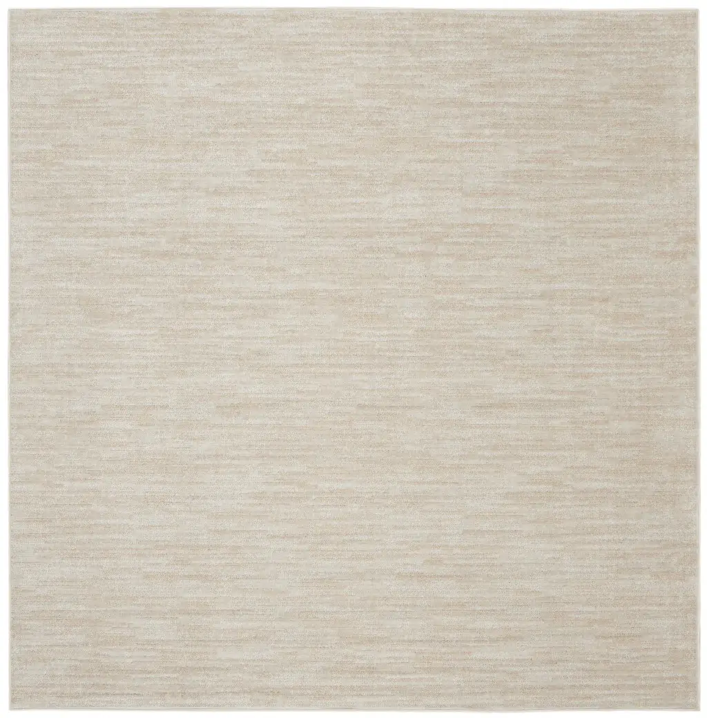 5' X 5' Ivory And Beige Square Non Skid Indoor Outdoor Area Rug