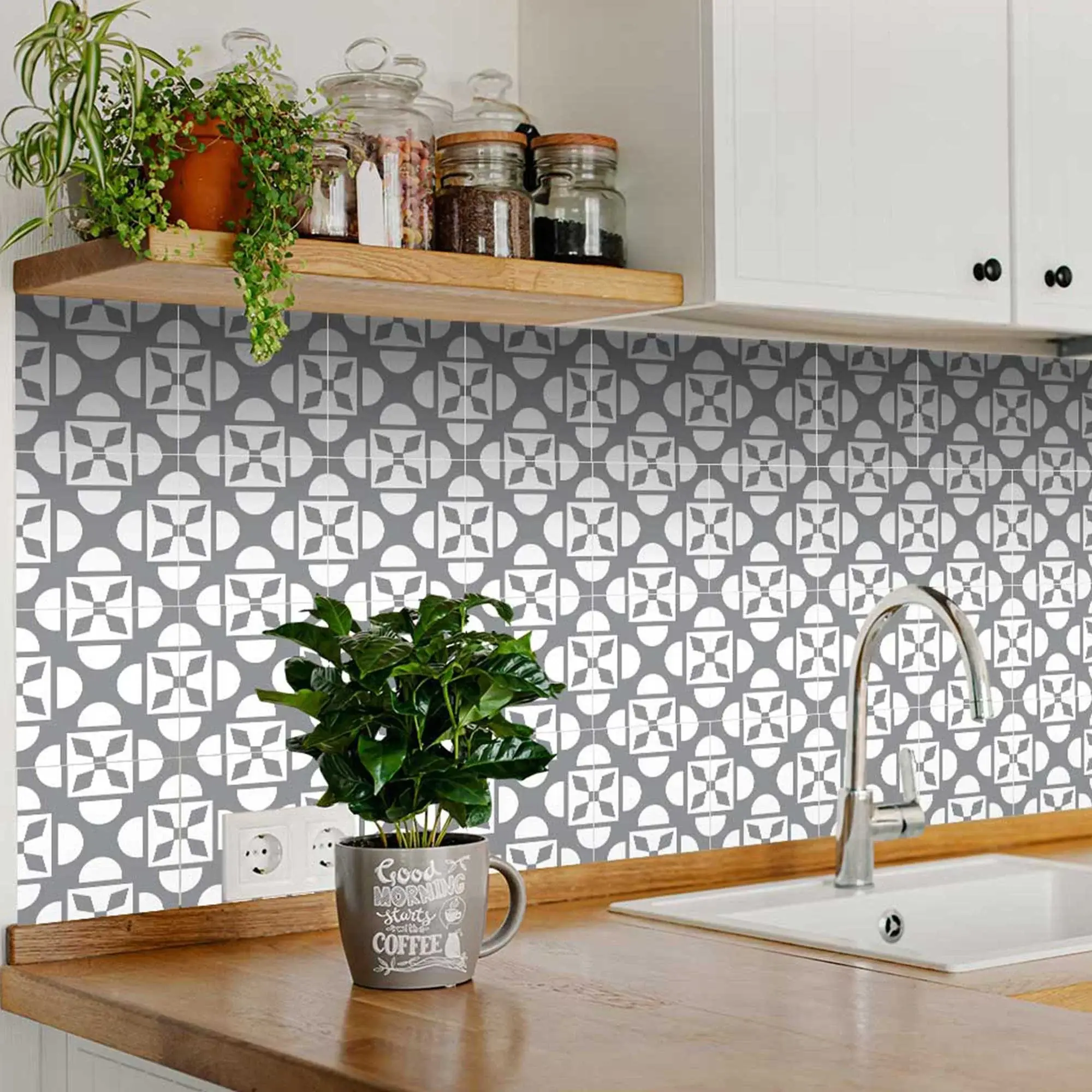 5" X 5" Light Gray And White Coli Peel And Stick Tiles - Image 5