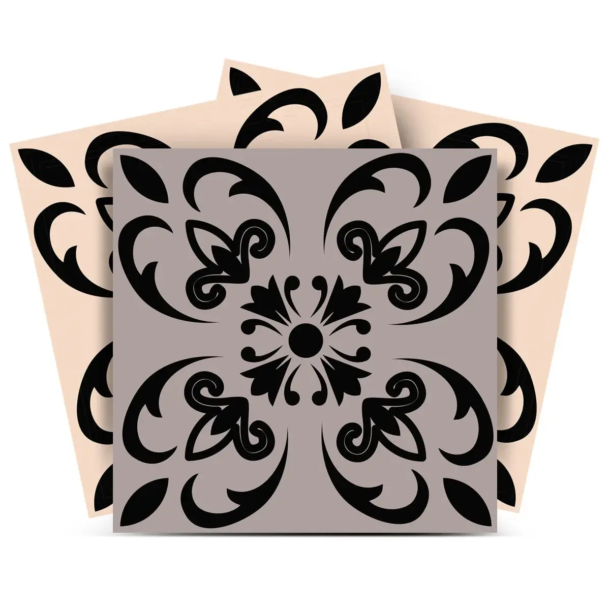 5" X 5" Light Grey And Cream Orchid Peel And Stick Removable Tiles - Image 2