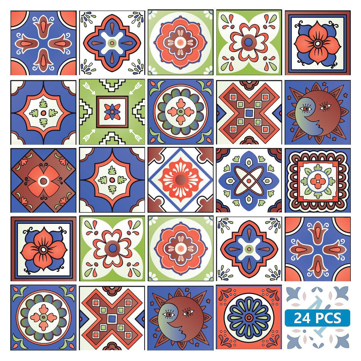 5" X 5" Mediterra Terra Cotta Mosaic Peel And Stick Removable Tiles - Image 5