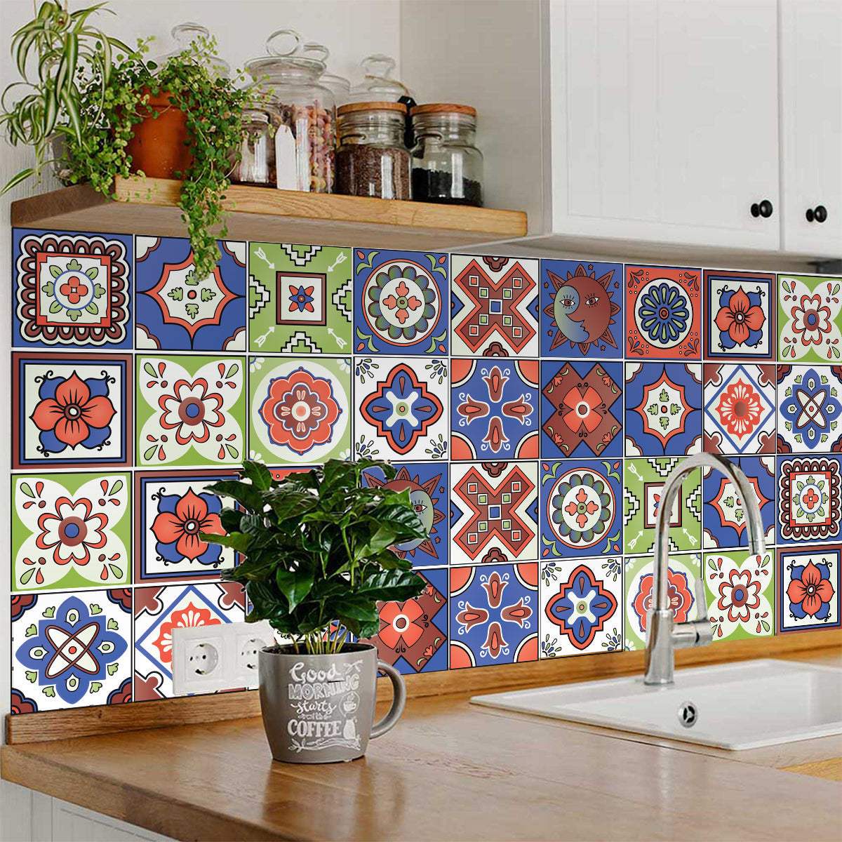 5" X 5" Mediterra Terra Cotta Mosaic Peel And Stick Removable Tiles - Image 6
