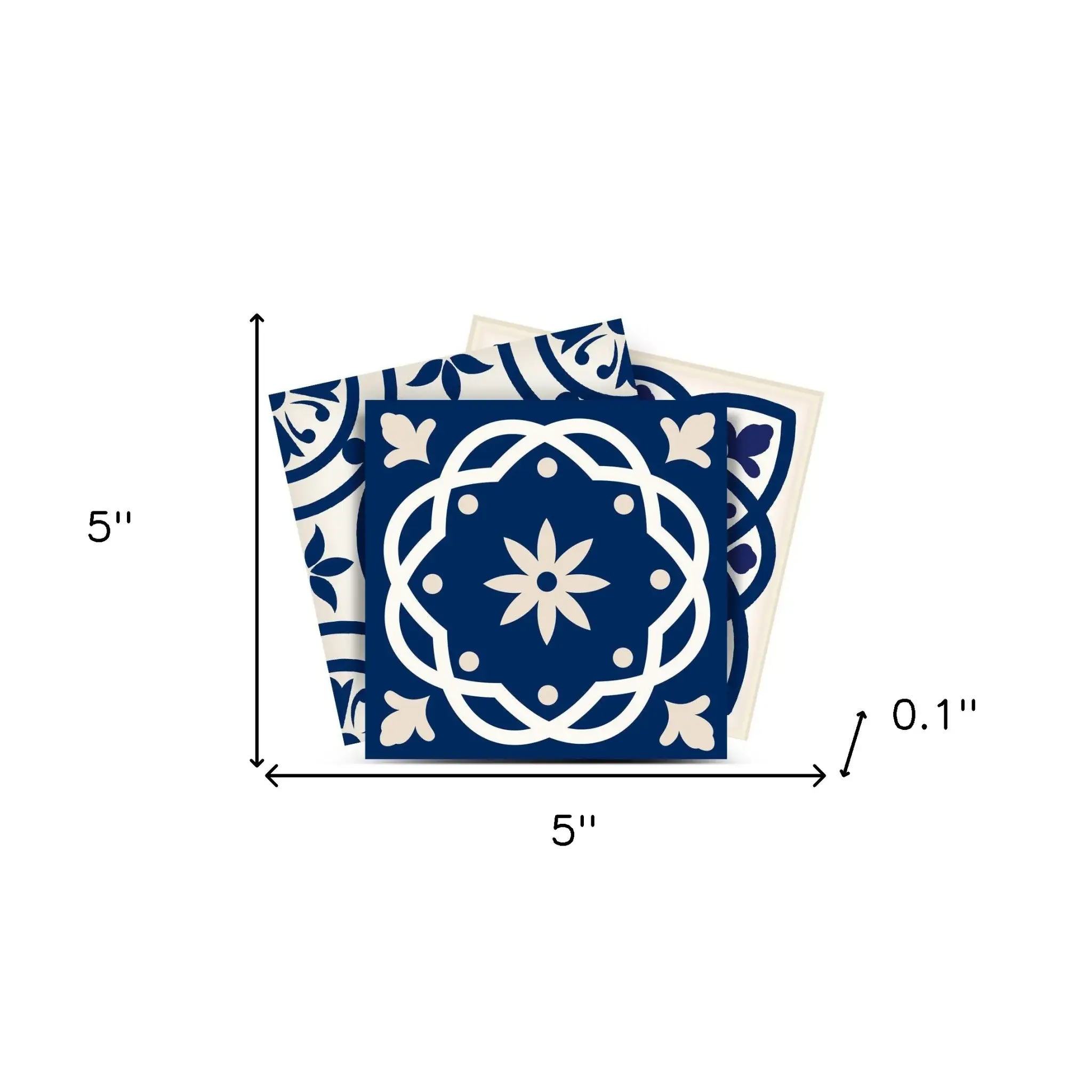 5" X 5" Midnight Blue And White Peel And Stick Removable Tiles - Image 9