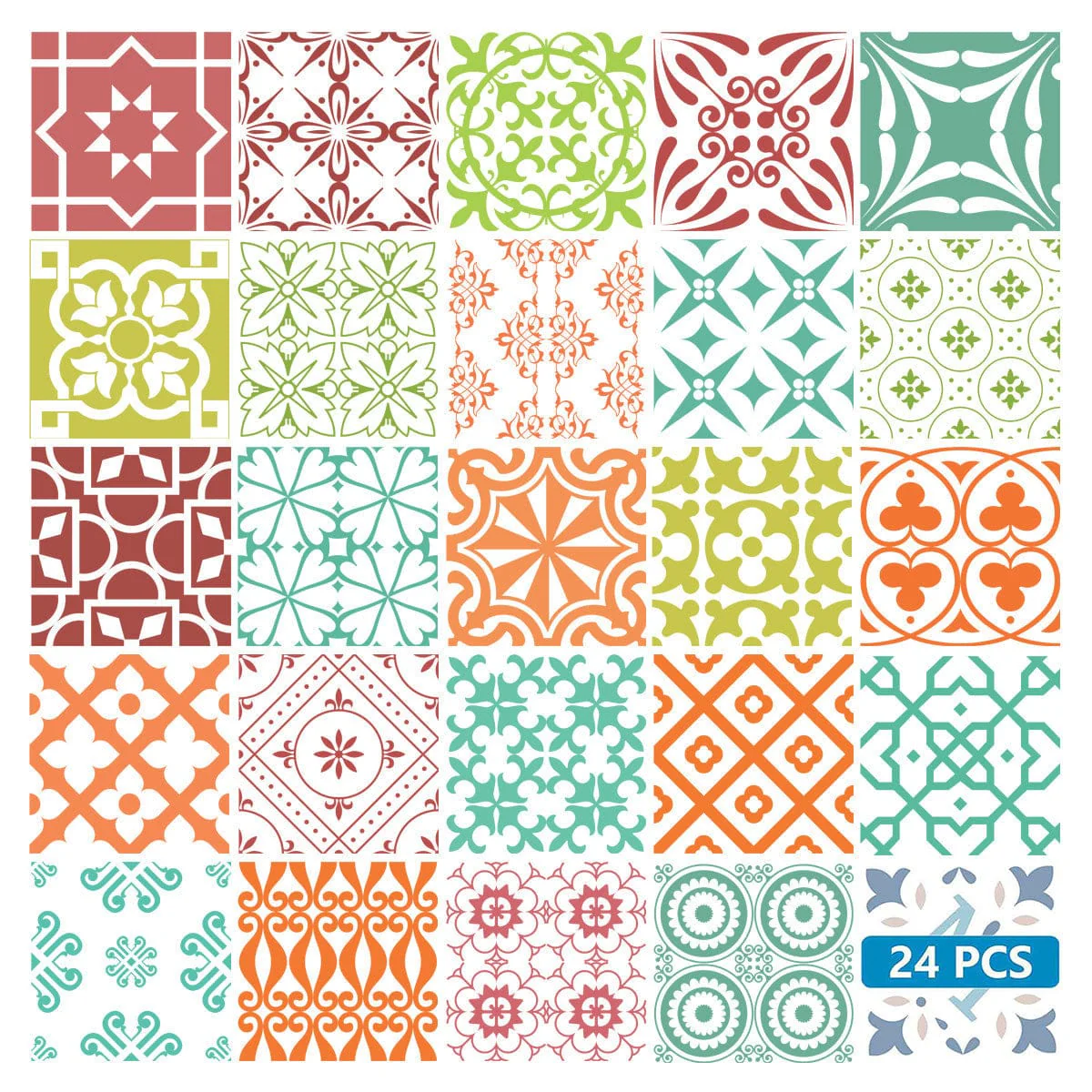 5" X 5" Muted Brights Mosaic Peel and Stick Removable Tiles - Image 4