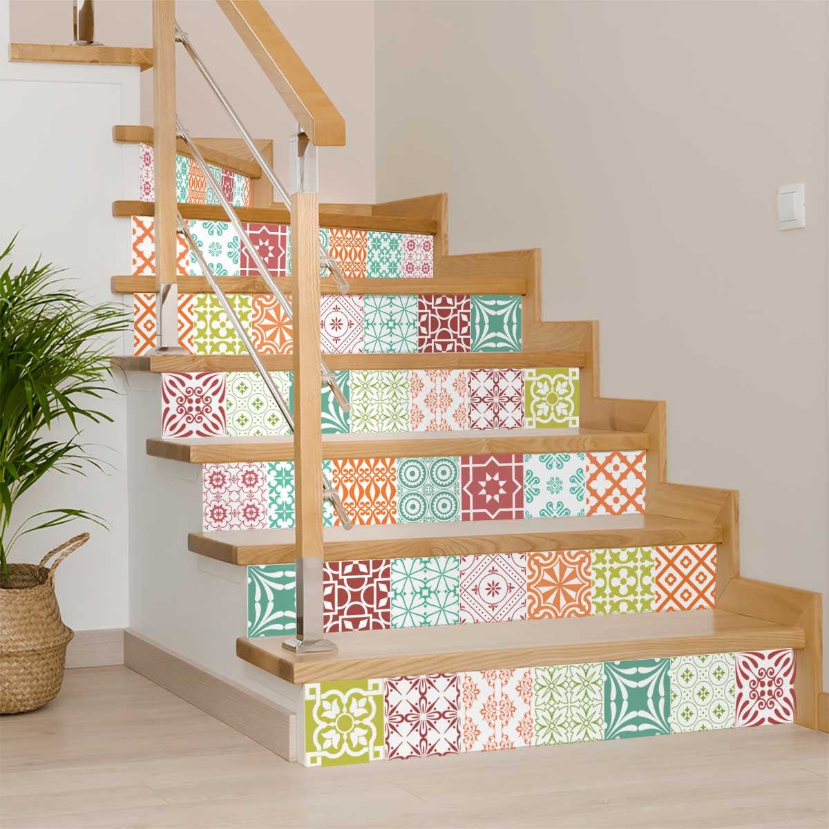 5" X 5" Muted Brights Mosaic Peel and Stick Removable Tiles - Image 5