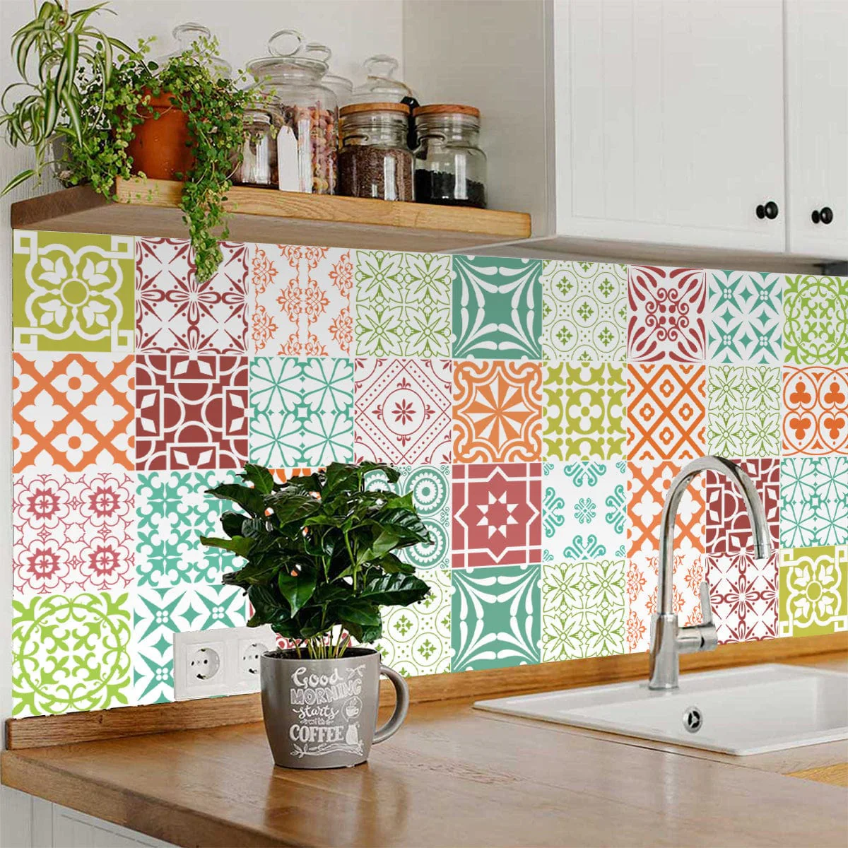 5" X 5" Muted Brights Mosaic Peel and Stick Removable Tiles - Image 6