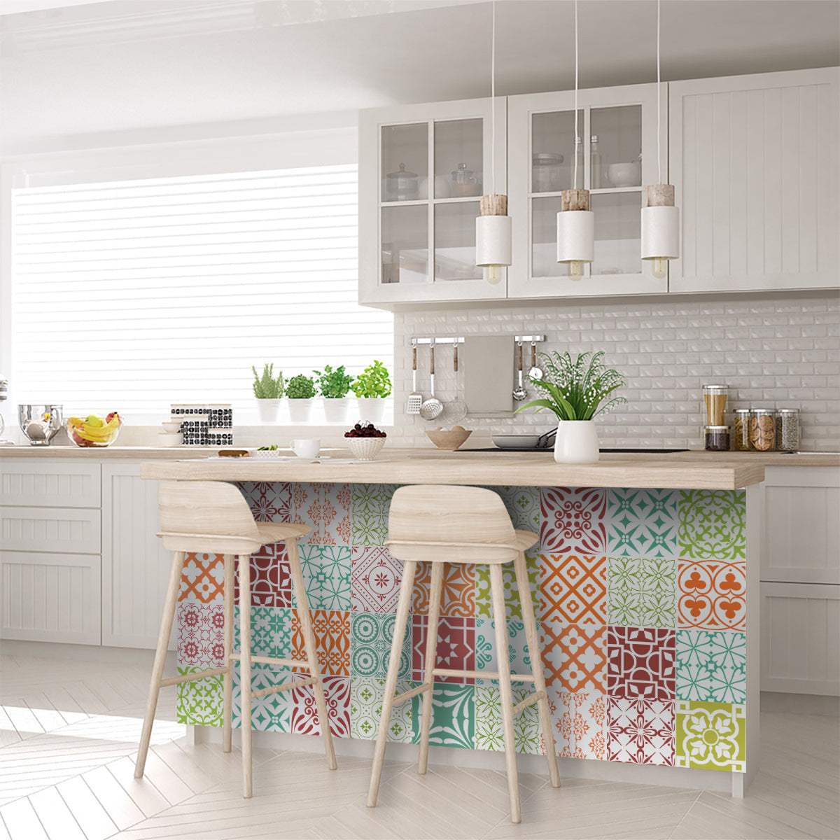 5" X 5" Muted Brights Mosaic Peel and Stick Removable Tiles - Image 9