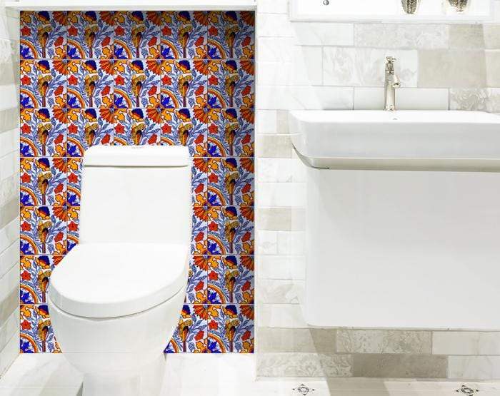 5" X 5" Orange Red And Blue Peel And Stick Removable Tiles - Image 5
