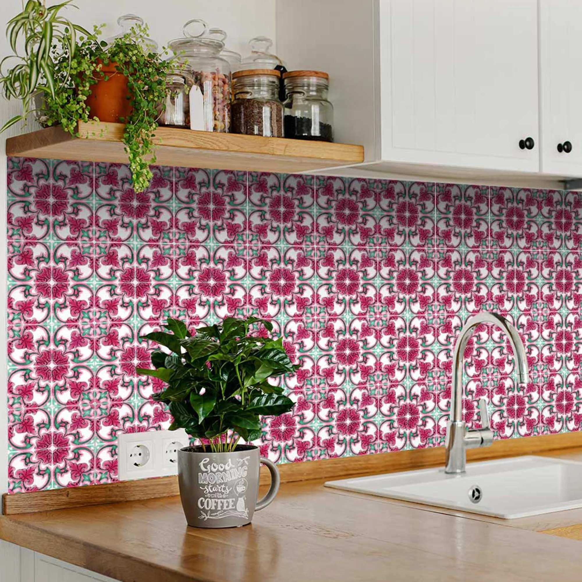 5" X 5" Rosa Pink Lea Removable Peel and Stick Tiles - Image 5