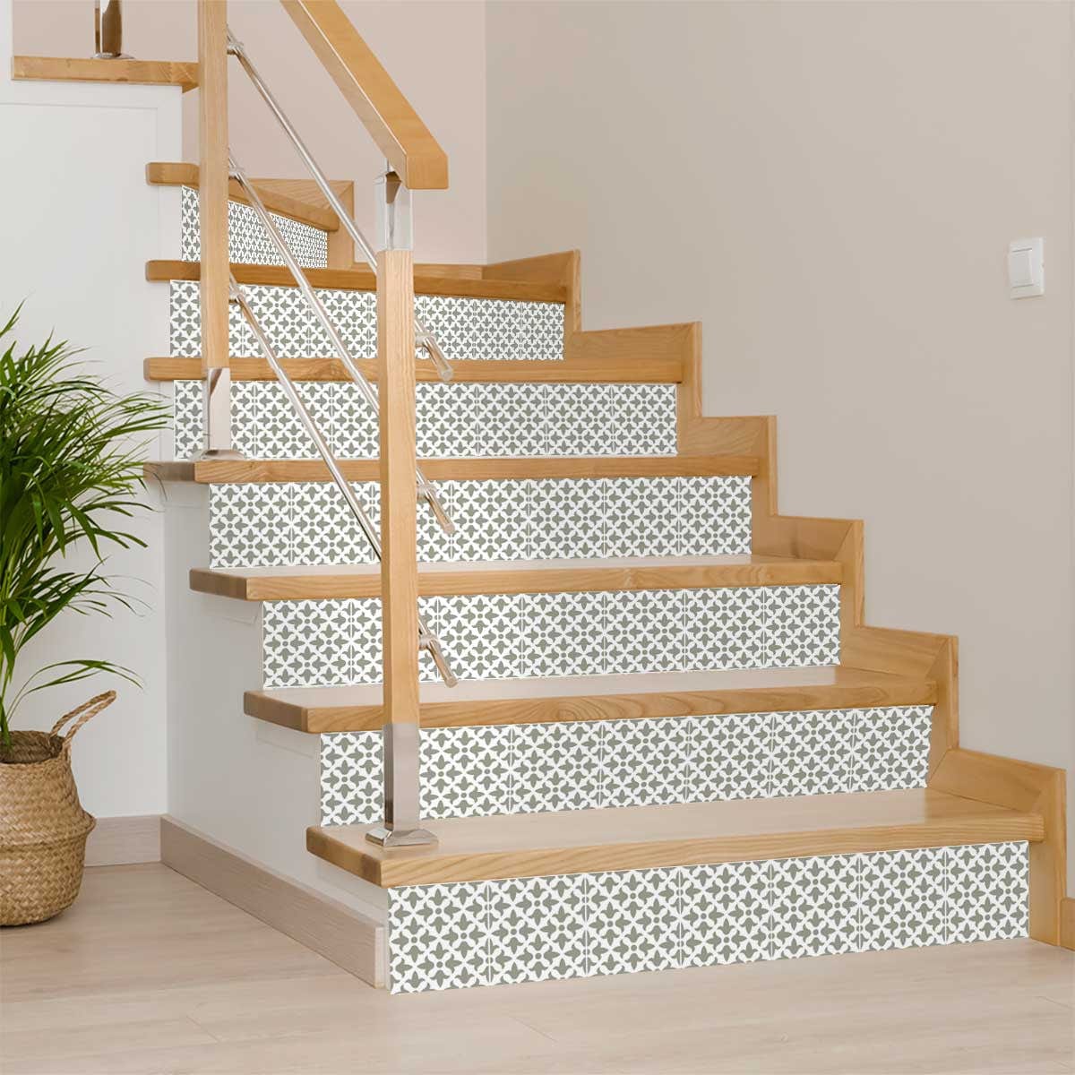 5" X 5" Sage Gray Fleur Removable Peel and Stick Tiles - Image 4