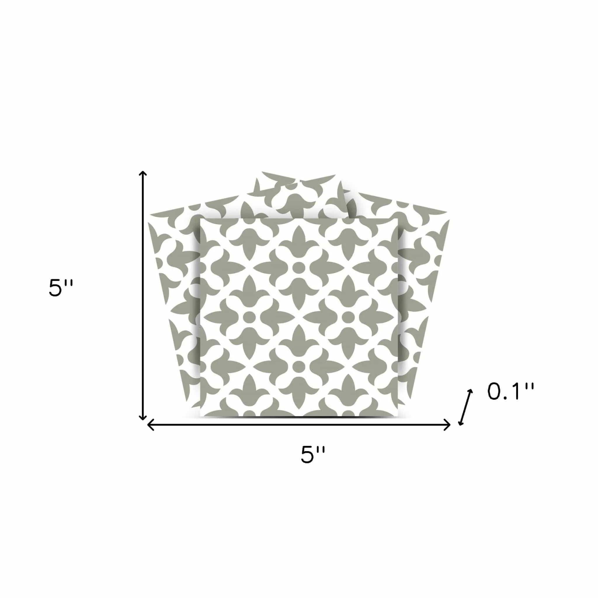 5" X 5" Sage Gray Fleur Removable Peel and Stick Tiles - Image 9