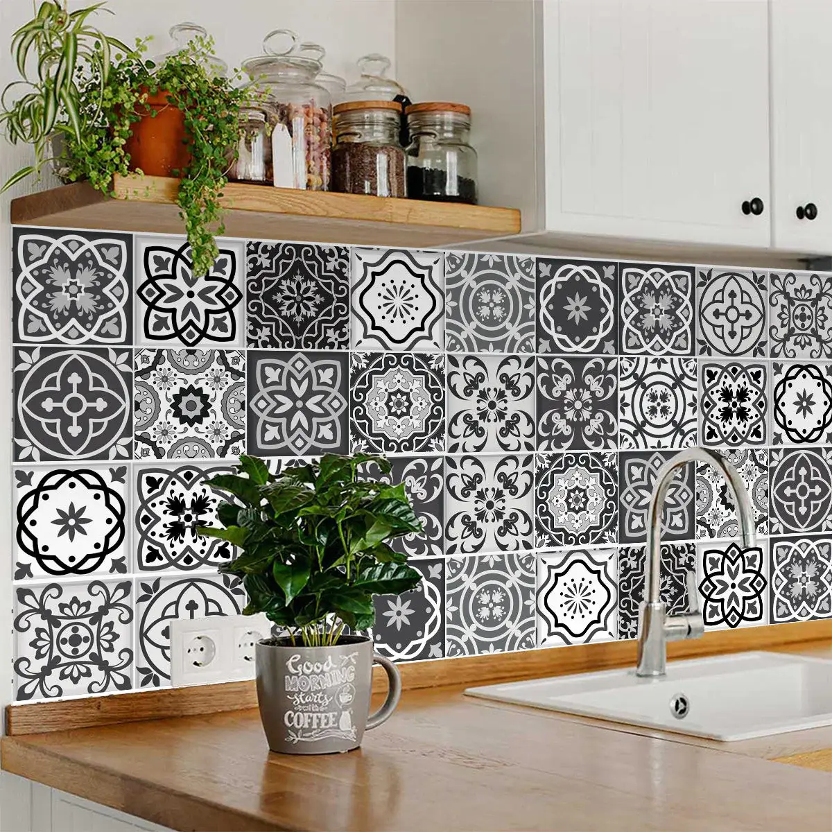 5" X 5" Shades Of Black Mosaic Peel And Stick Removable Tiles - Image 5