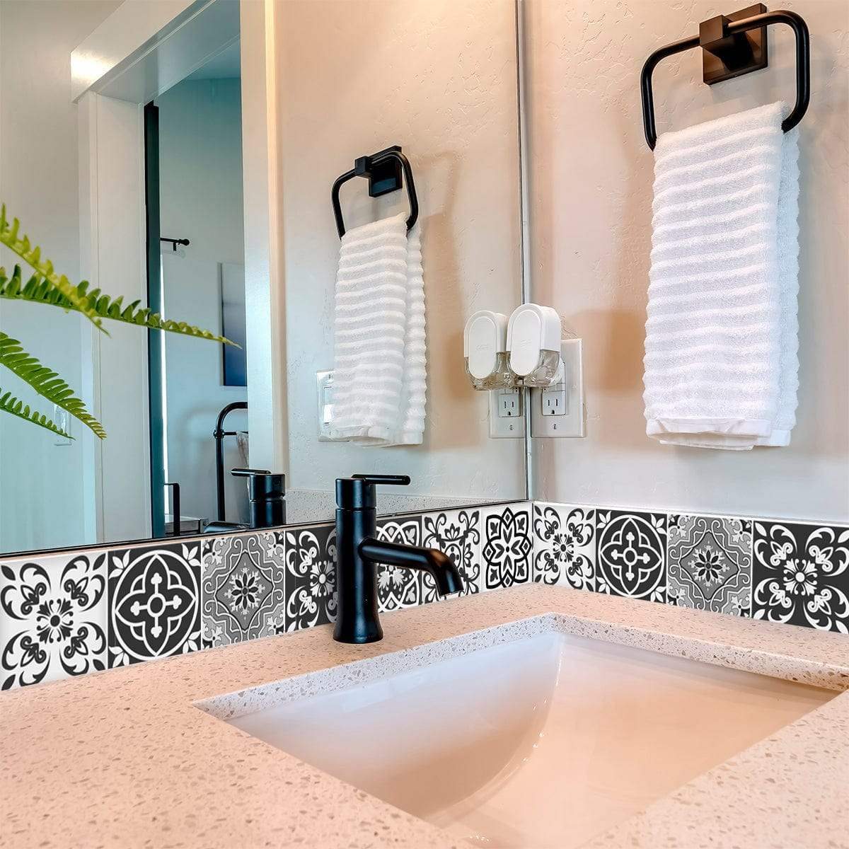 5" x 5" Shades of Grey Mosaic Peel and Stick Removable Tiles - Image 3