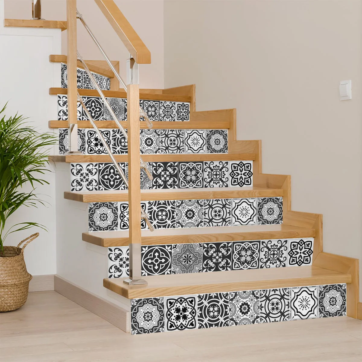 5" x 5" Shades of Grey Mosaic Peel and Stick Removable Tiles - Image 4