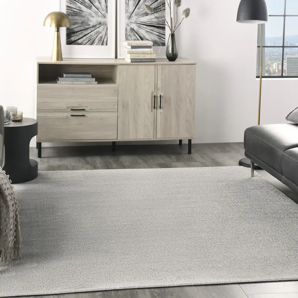 5' X 5' Silver Grey Square Non Skid Indoor Outdoor Area Rug - Image 4