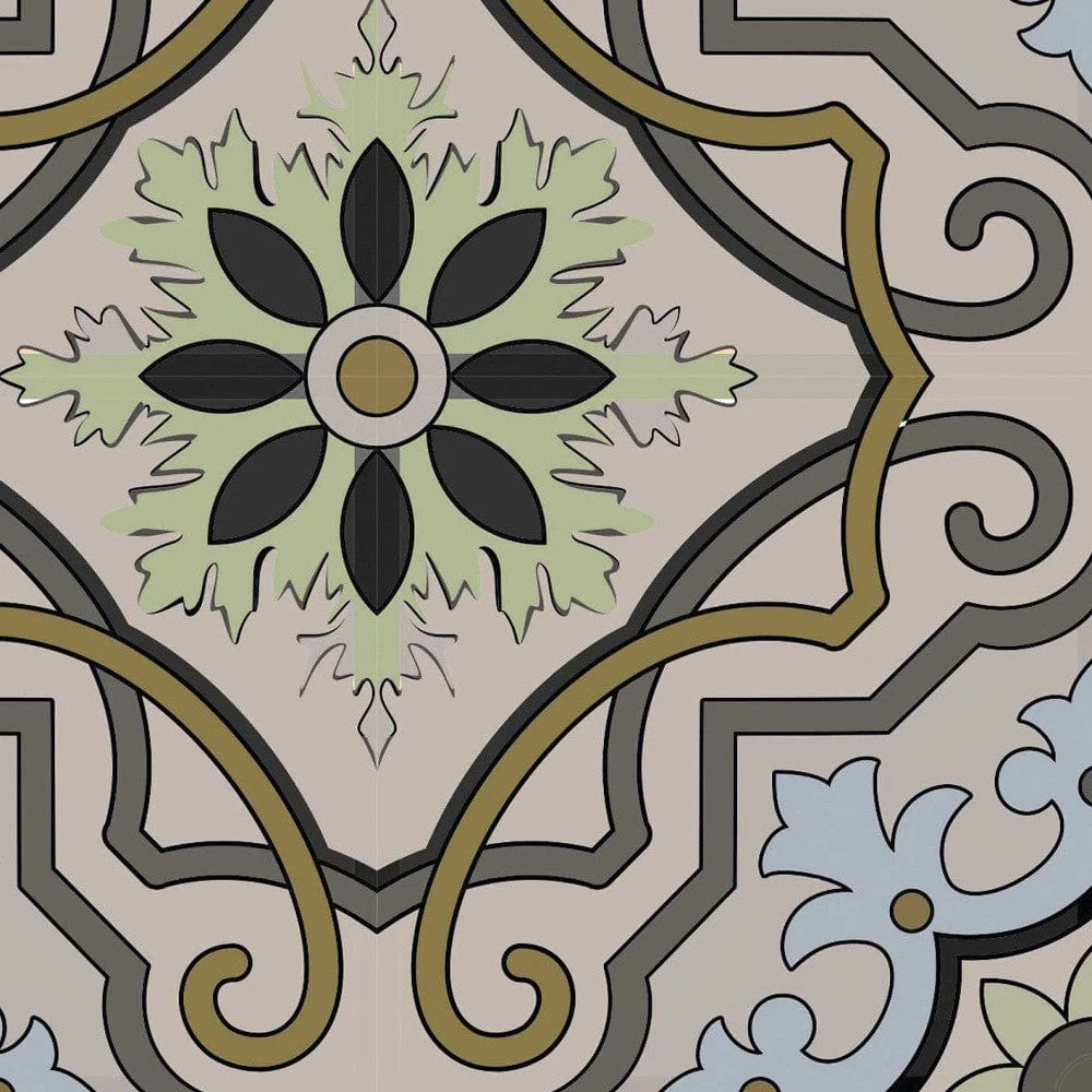 5" X 5" Taupe and Blue Scroll Peel and Stick Tiles - Image 2