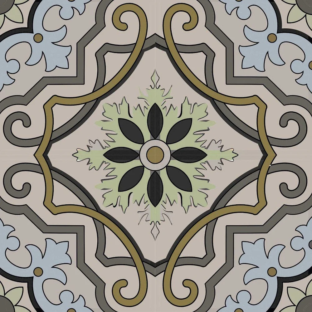 5" X 5" Taupe and Blue Scroll Peel and Stick Tiles - Image 3