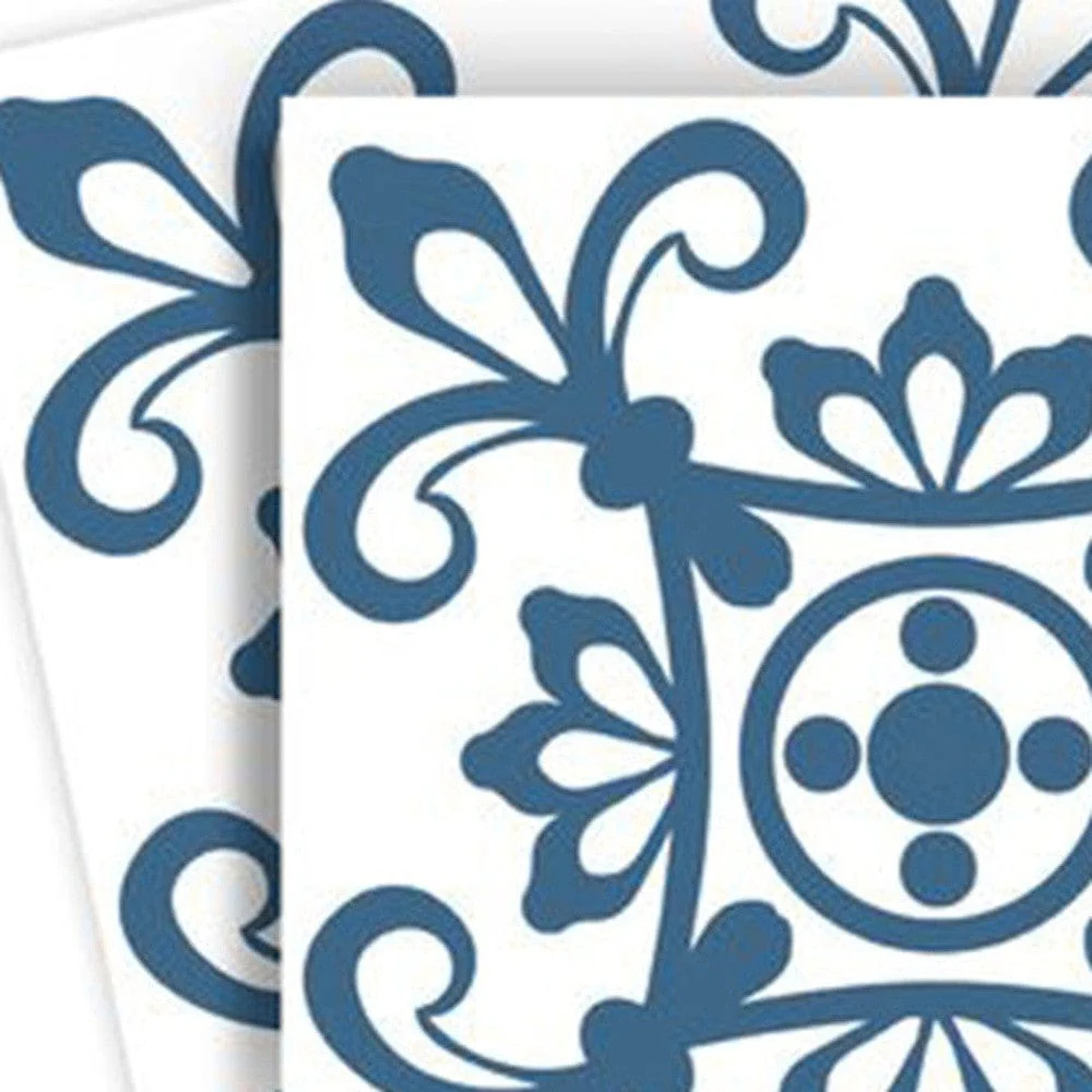 5" X 5" Teal And White Mosaic Peel And Stick Removable Tiles - Image 2