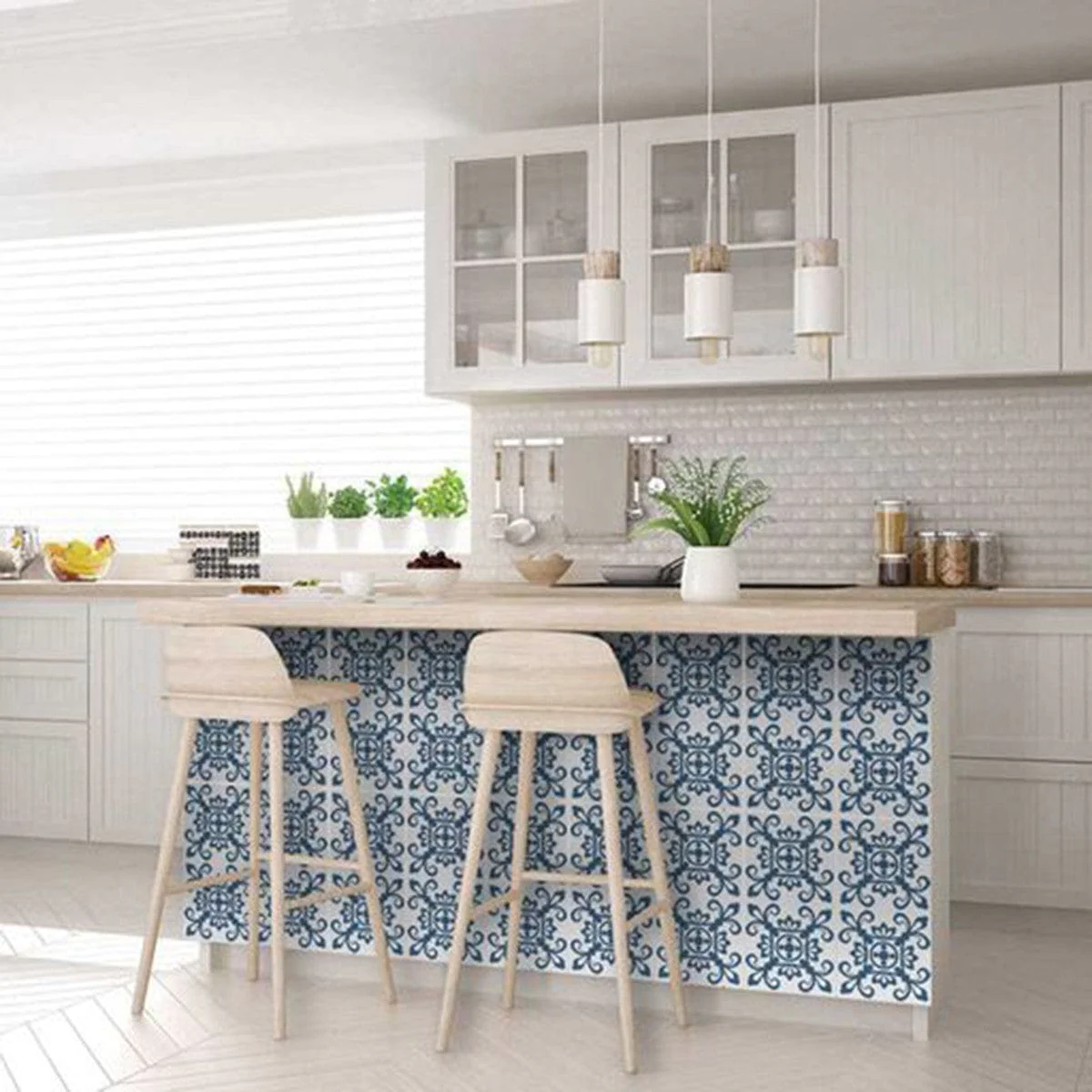 5" X 5" Teal And White Mosaic Peel And Stick Removable Tiles - Image 8