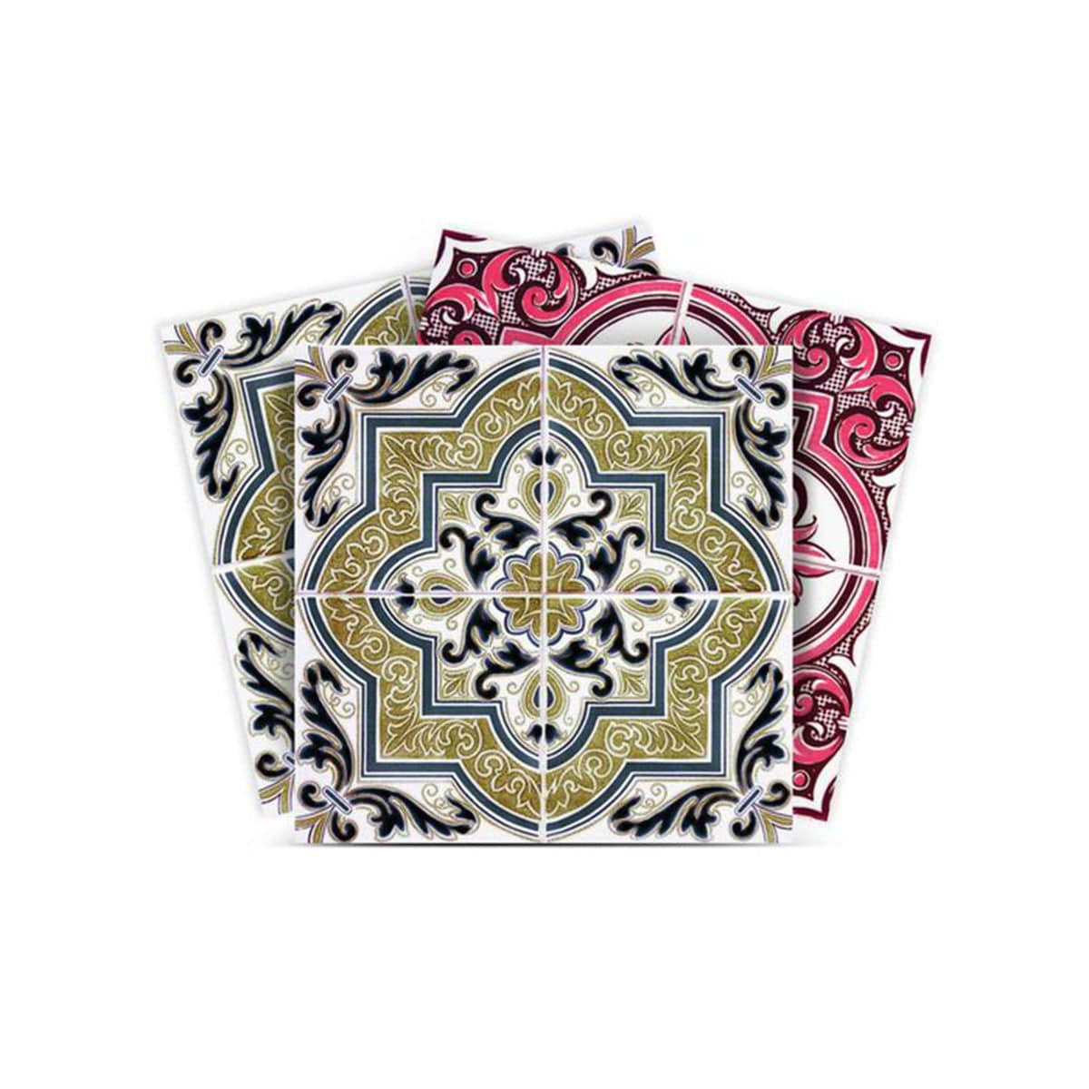 5" X 5" Vintage Cran and Green Peel and Stick Removable Tiles - Image 2