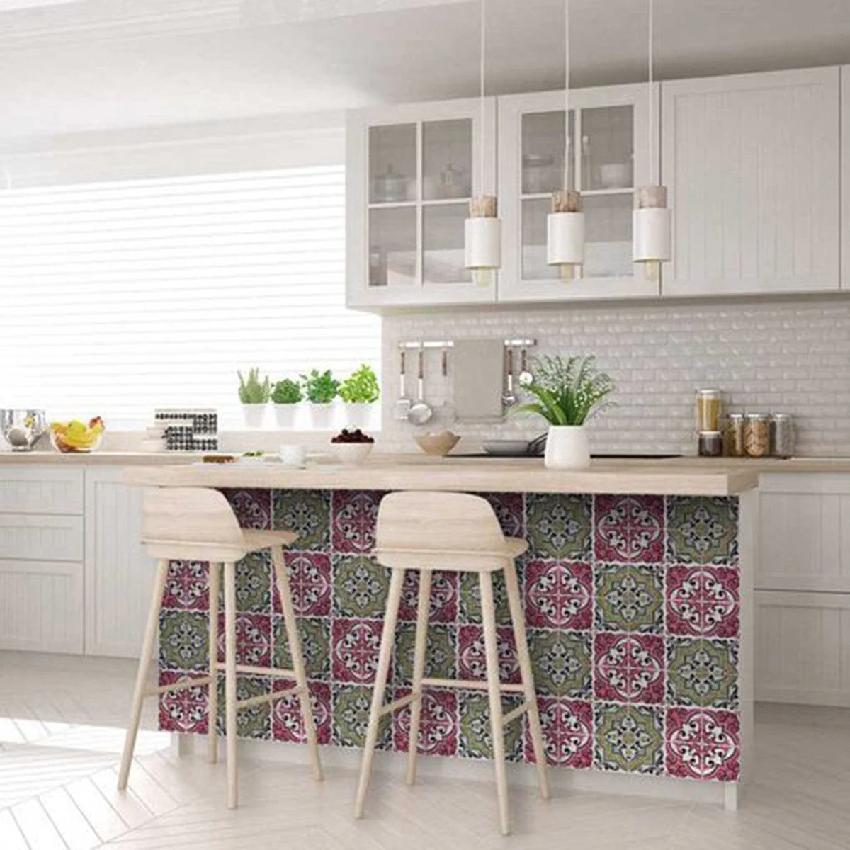 5" X 5" Vintage Cran and Green Peel and Stick Removable Tiles - Image 9