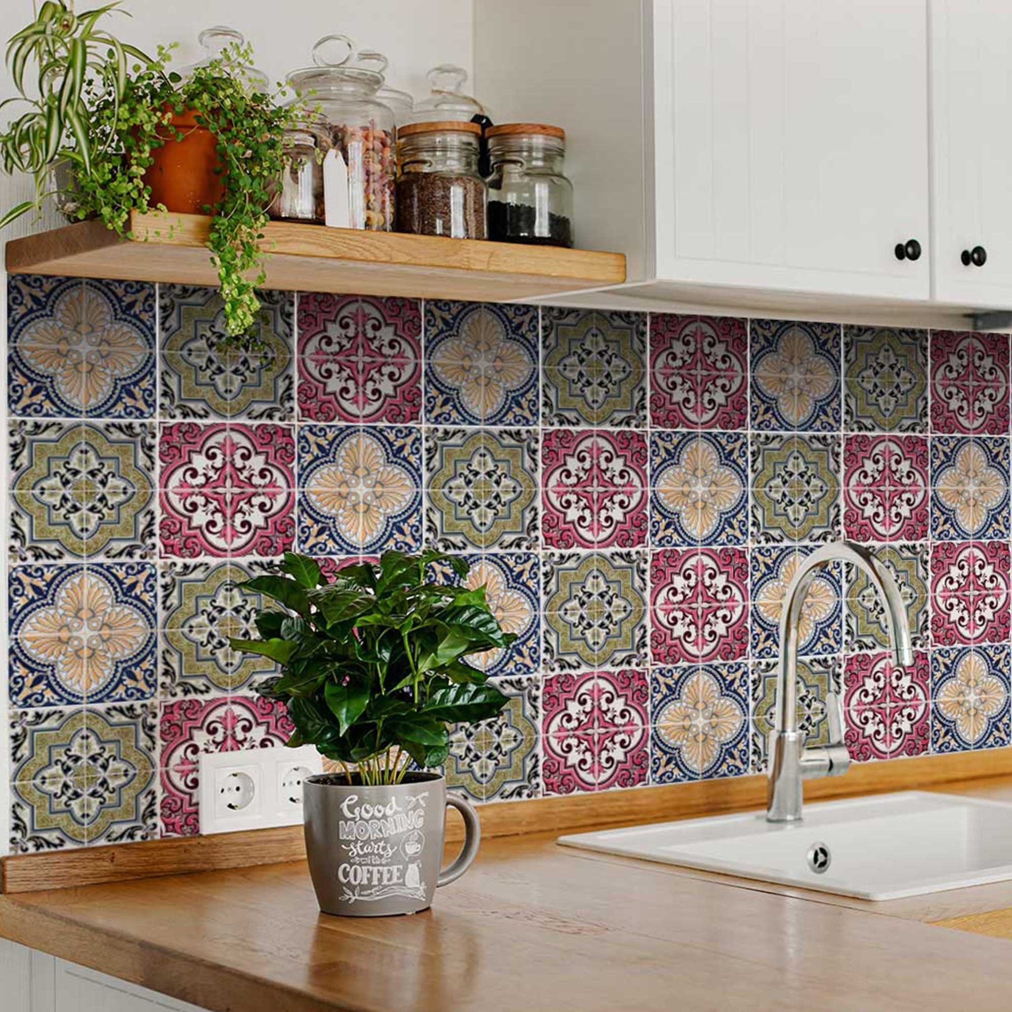5" X 5" Vintage Multi Removable Peel and Stick Tiles - Image 5