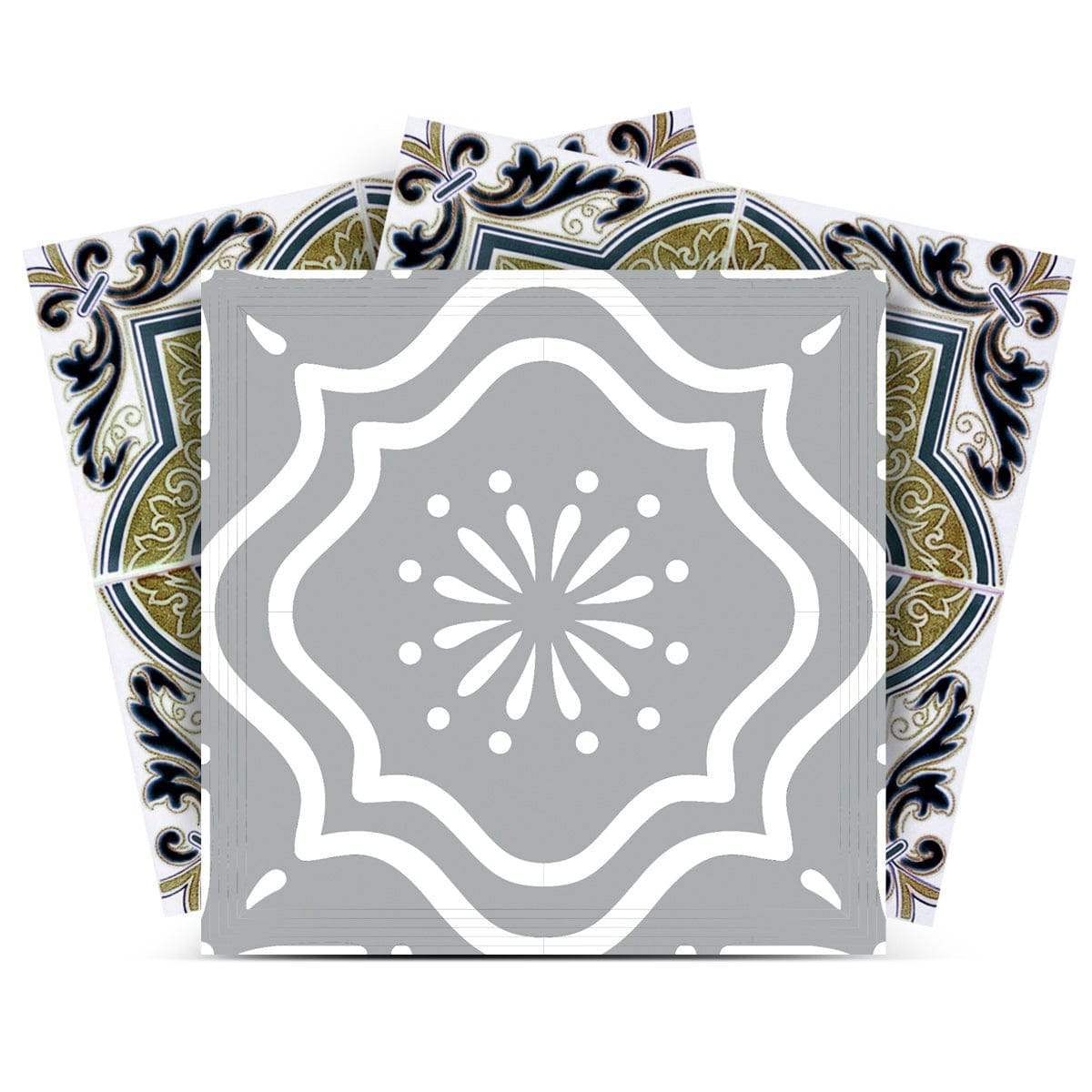 5" X 5" Vintage Sage Medallion Peel And Stick Removable Tiles - Image 2