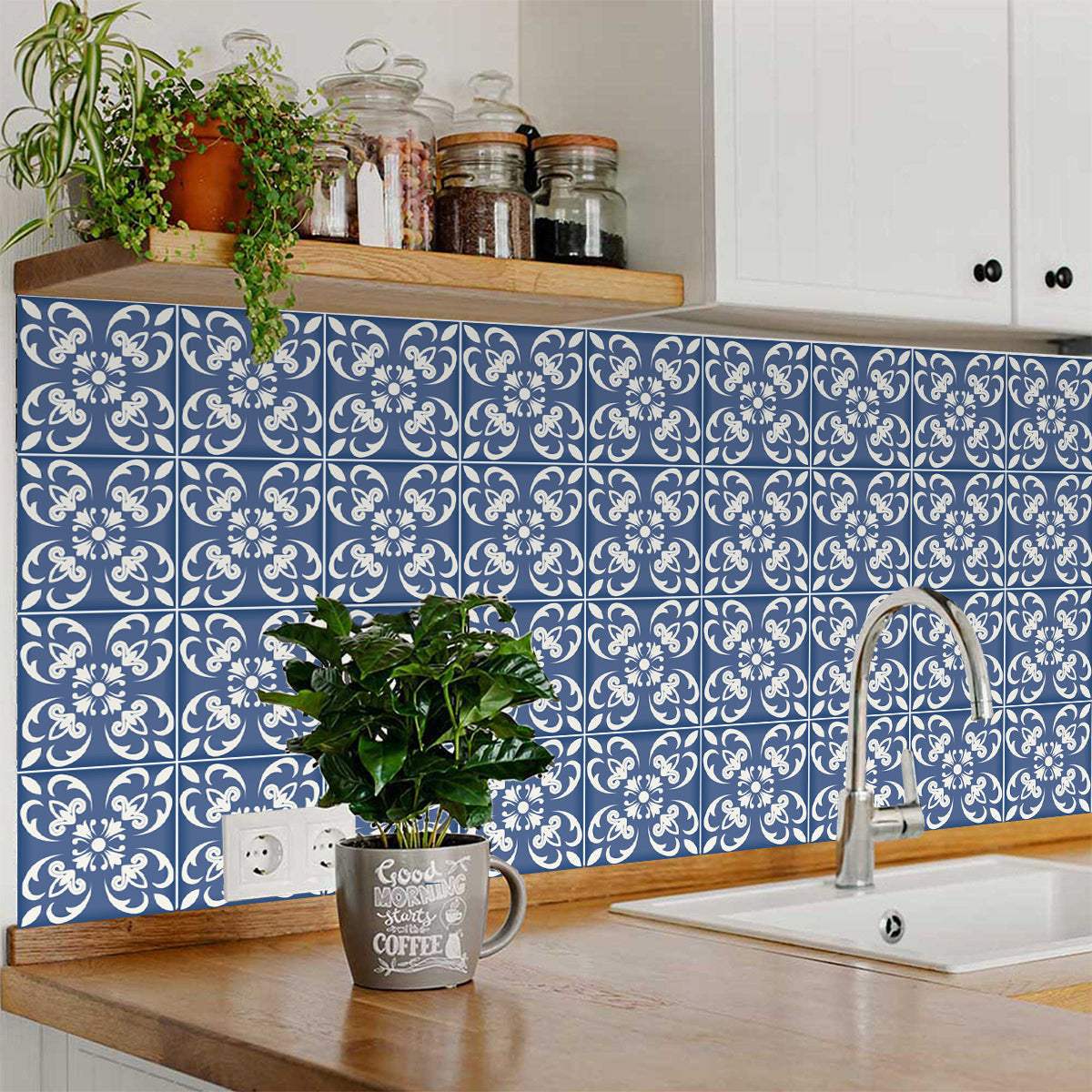 5" X 5" Wedgwood Blue And White  Peel And Stick Removable Tiles - Image 6