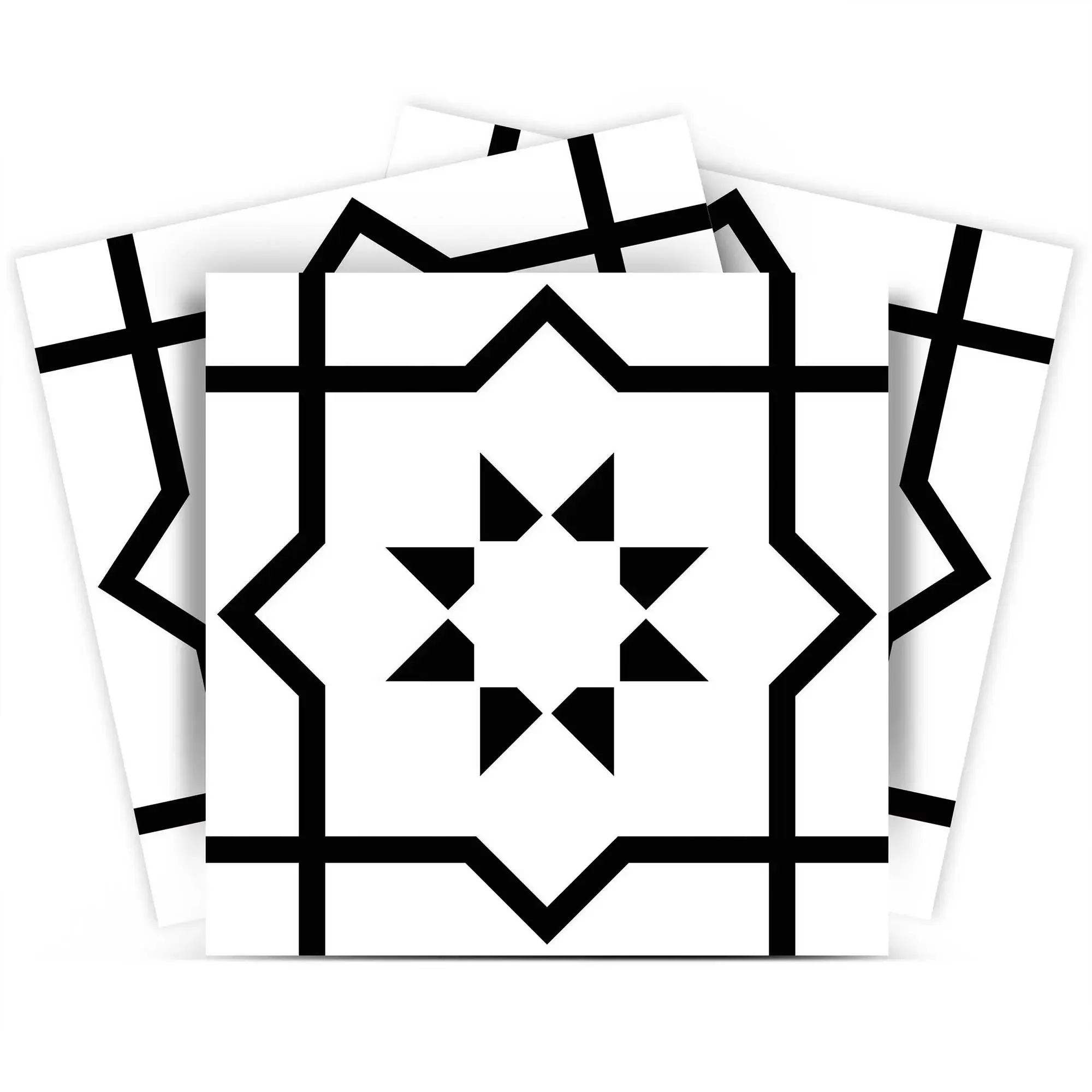 5" X 5" White And Black Sun Peel And Stick Removable Tiles